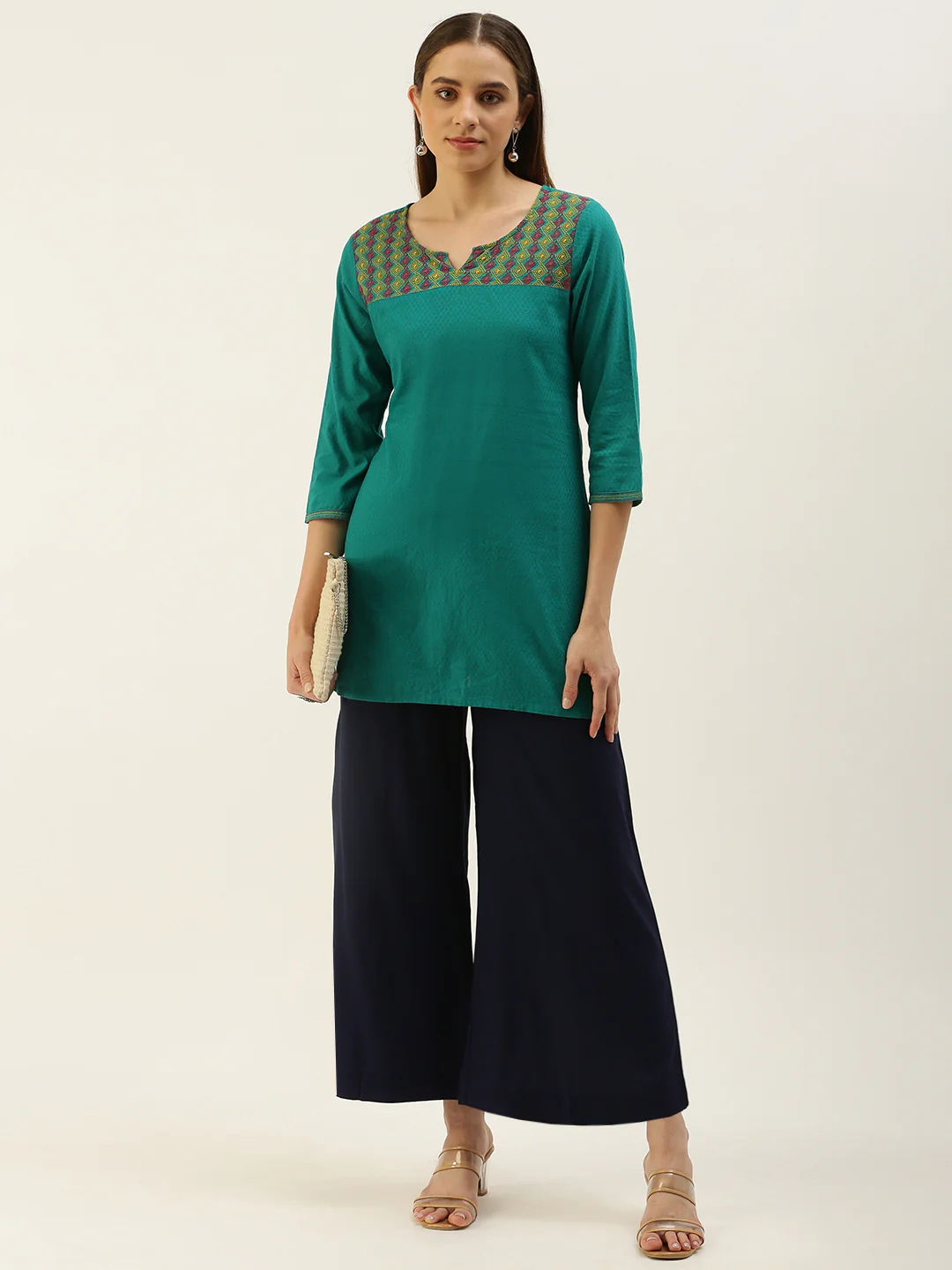Women Navy Blue Casual Palazzo - Image 4