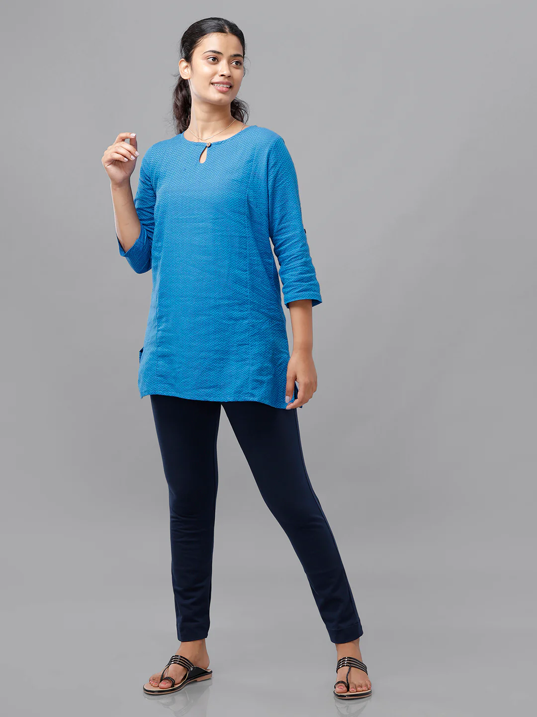 Women Navy Blue Casual Pants - Image 5