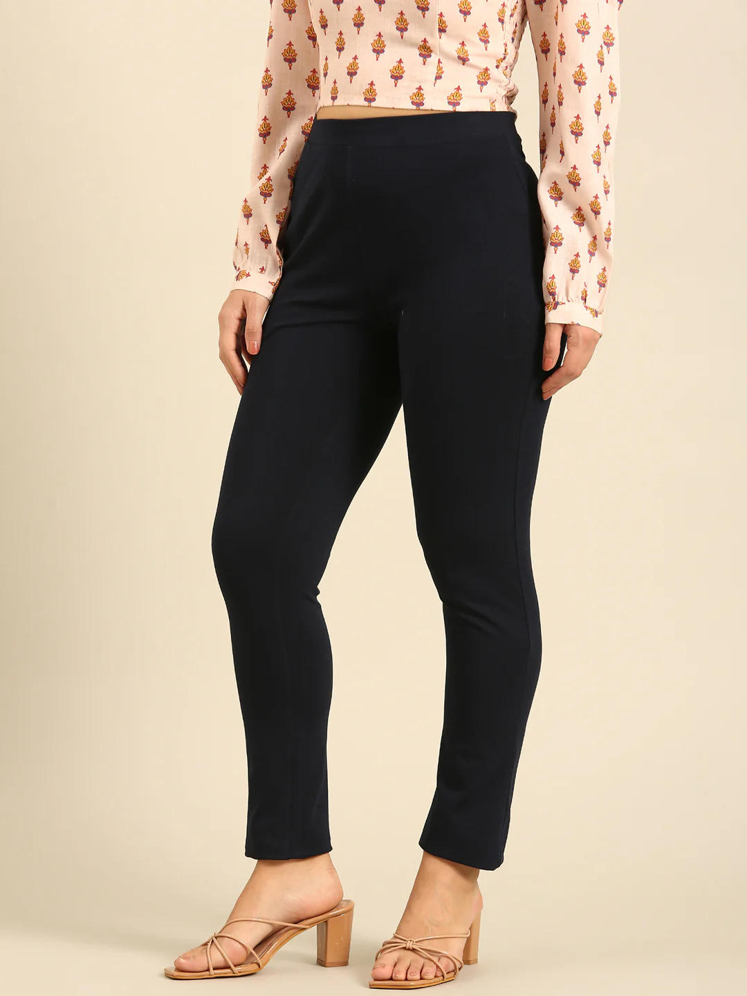 Women Navy Blue Casual Pants - Image 2
