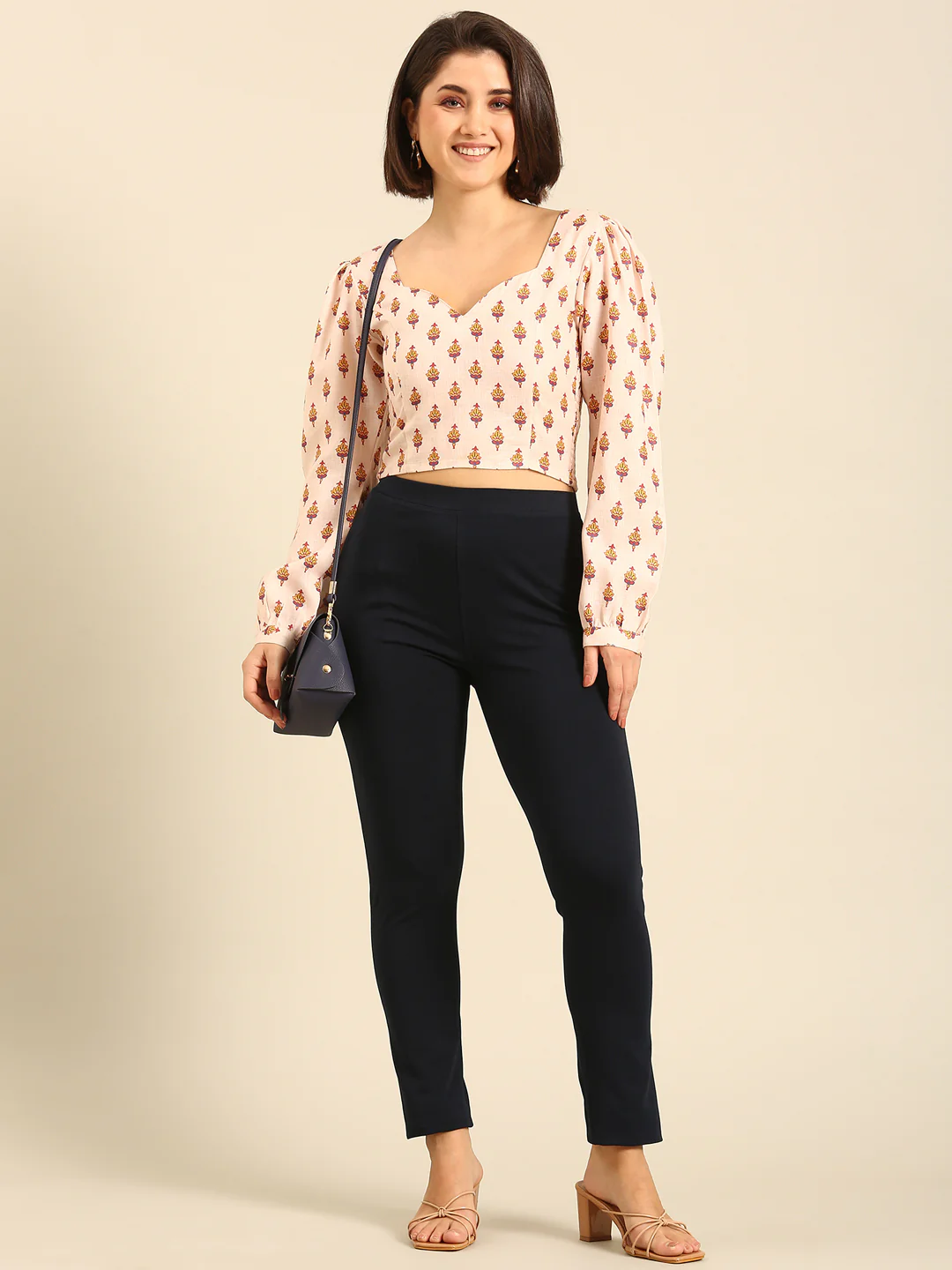 Women Navy Blue Casual Pants - Image 5