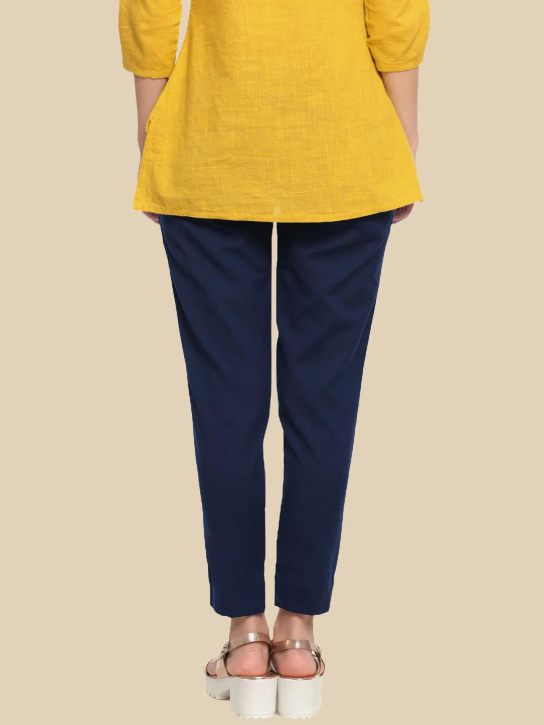 Women Navy Blue Casual Pants - Image 2
