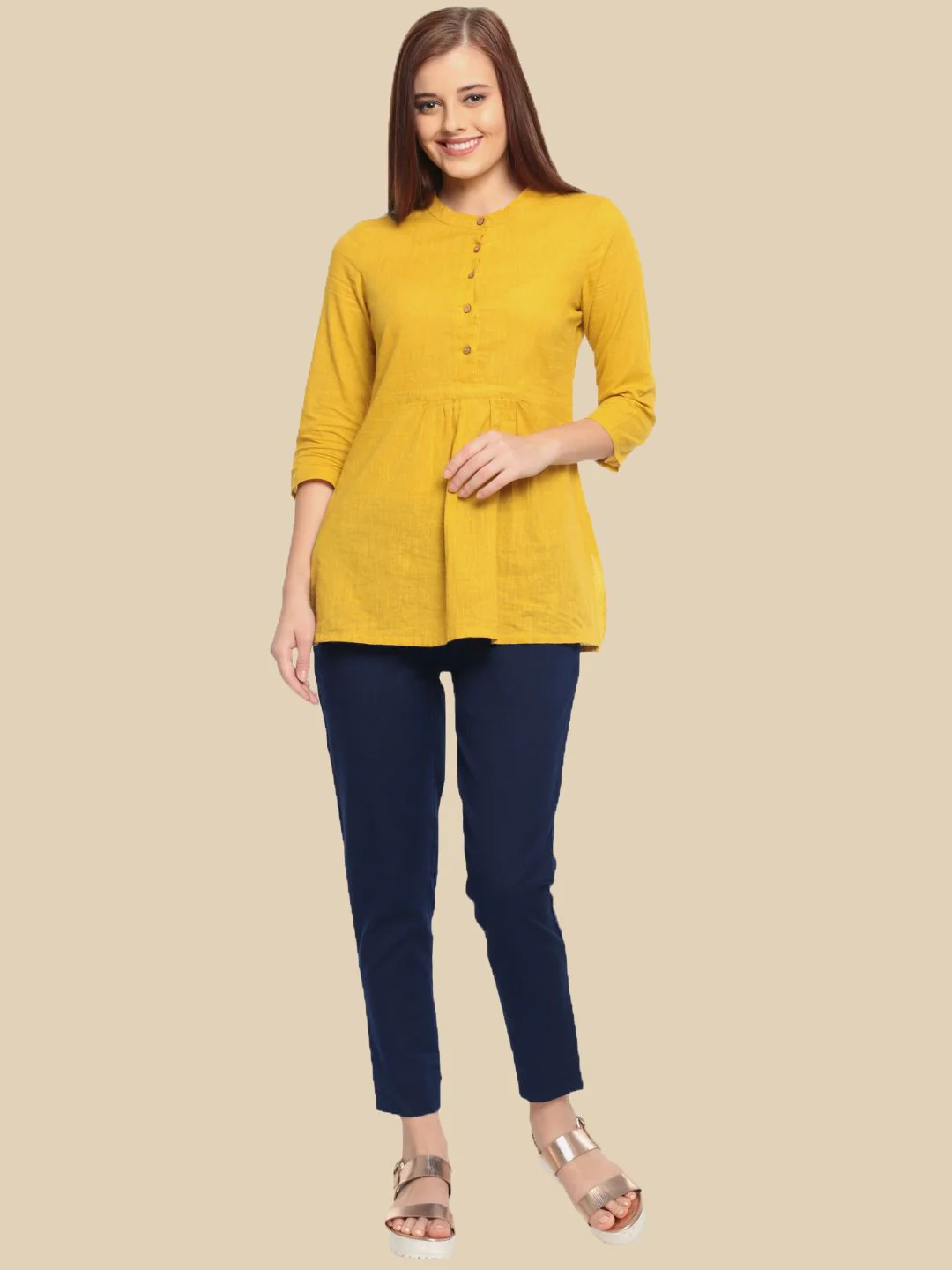 Women Navy Blue Casual Pants - Image 4