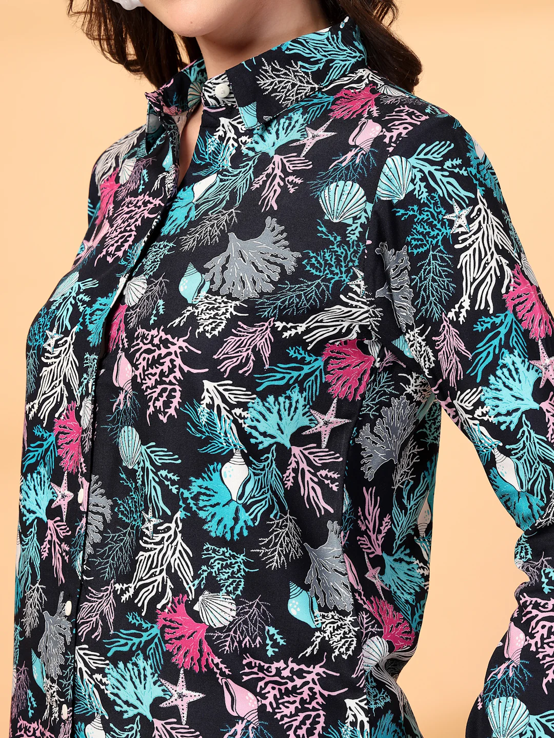 Women Navy Blue Floral Print Co-ords - Image 4