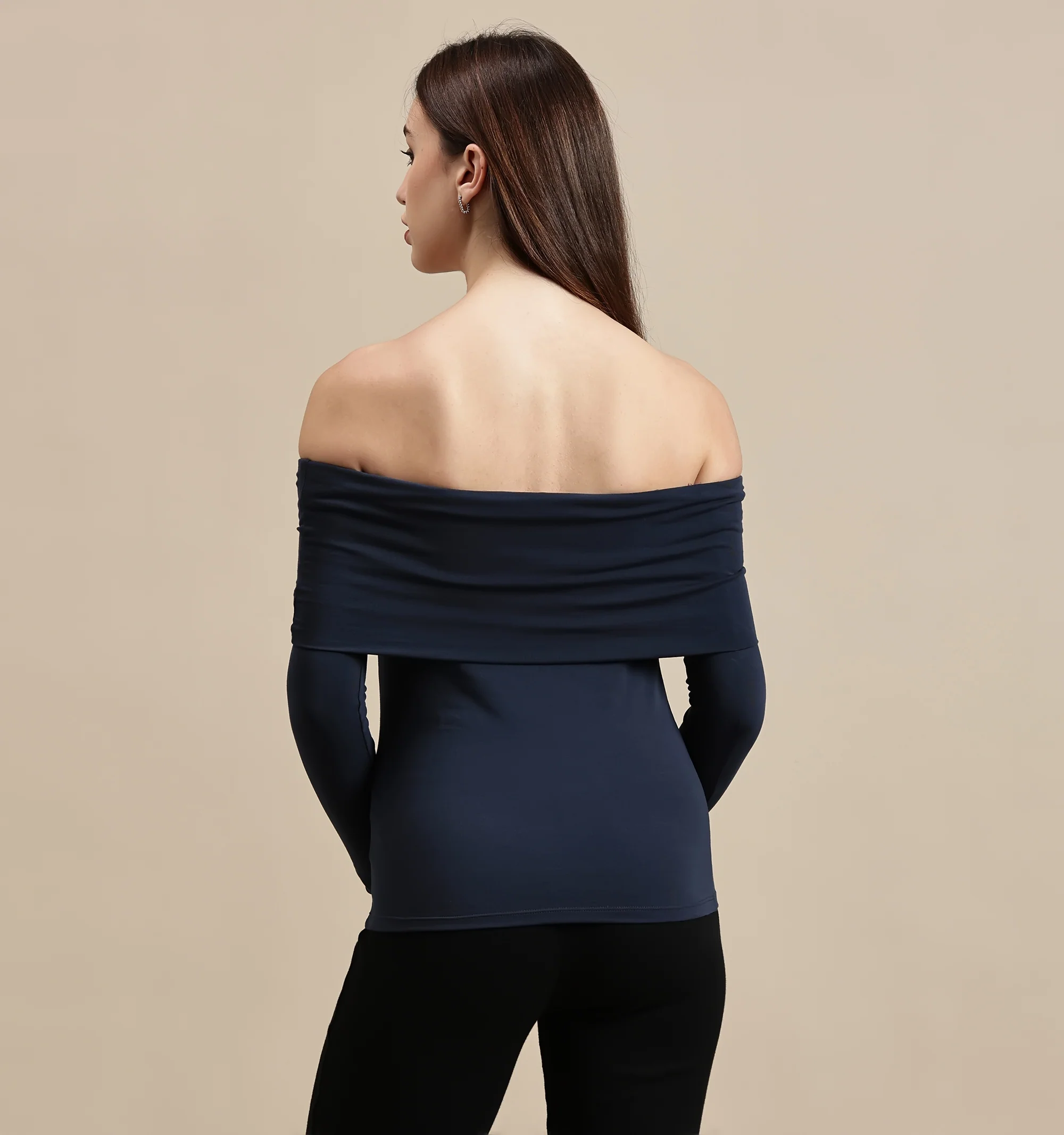 Women Navy Blue Full Sleeve Top - Image 3