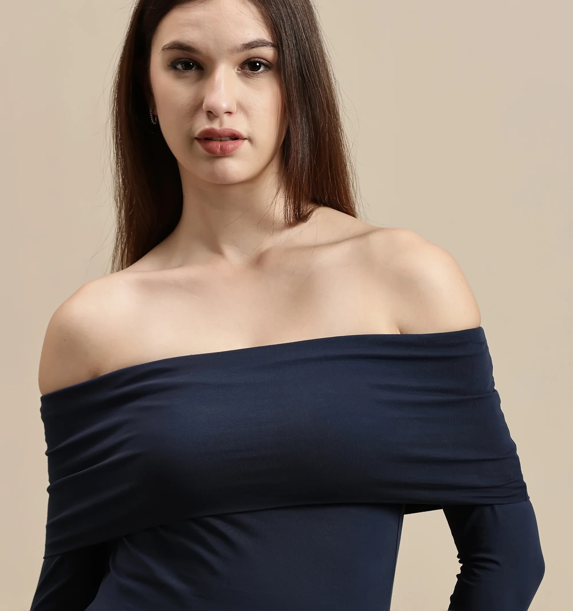 Women Navy Blue Full Sleeve Top - Image 4