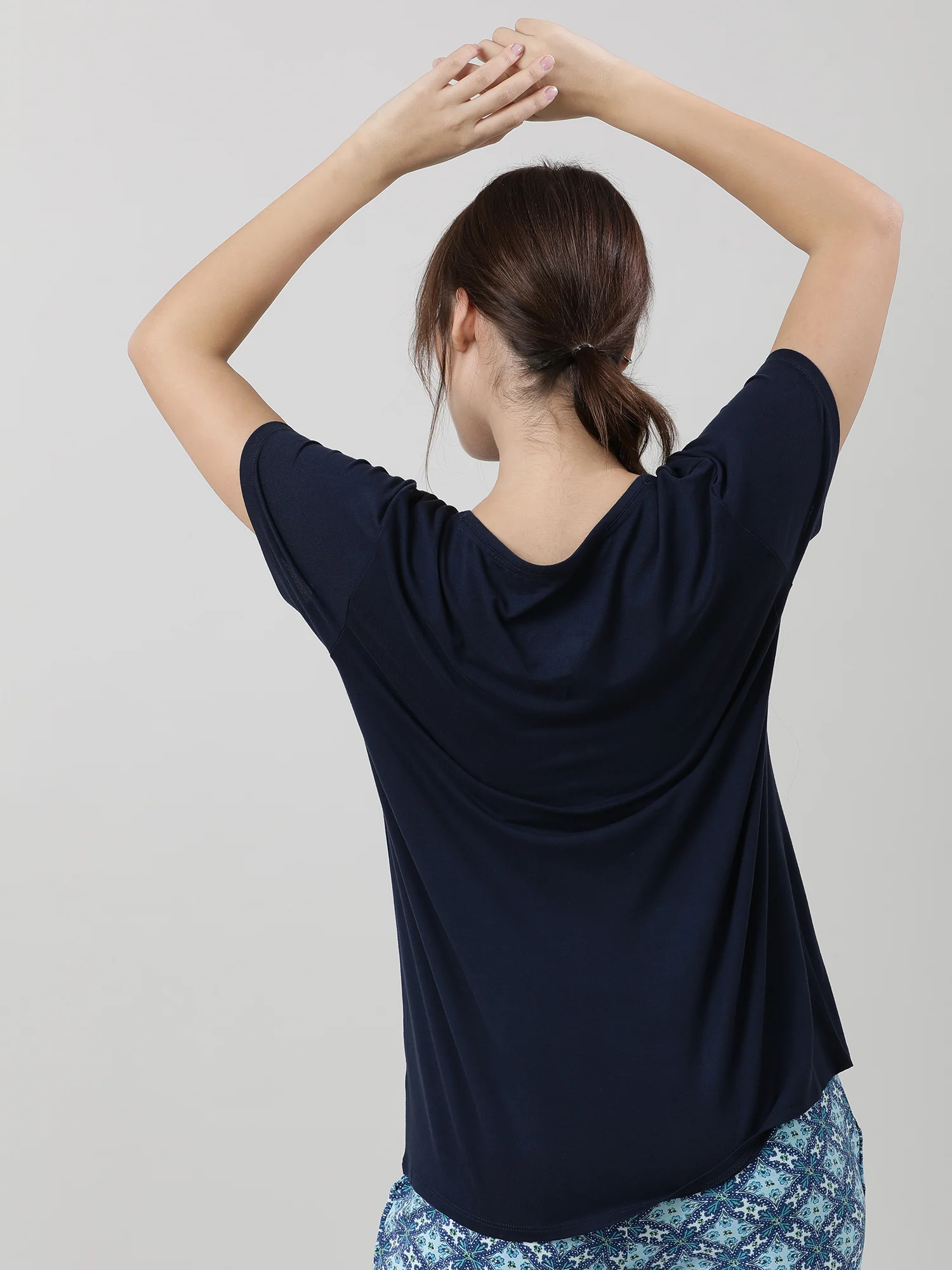 Women Navy Blue Short Sleeves T shirt - Image 6