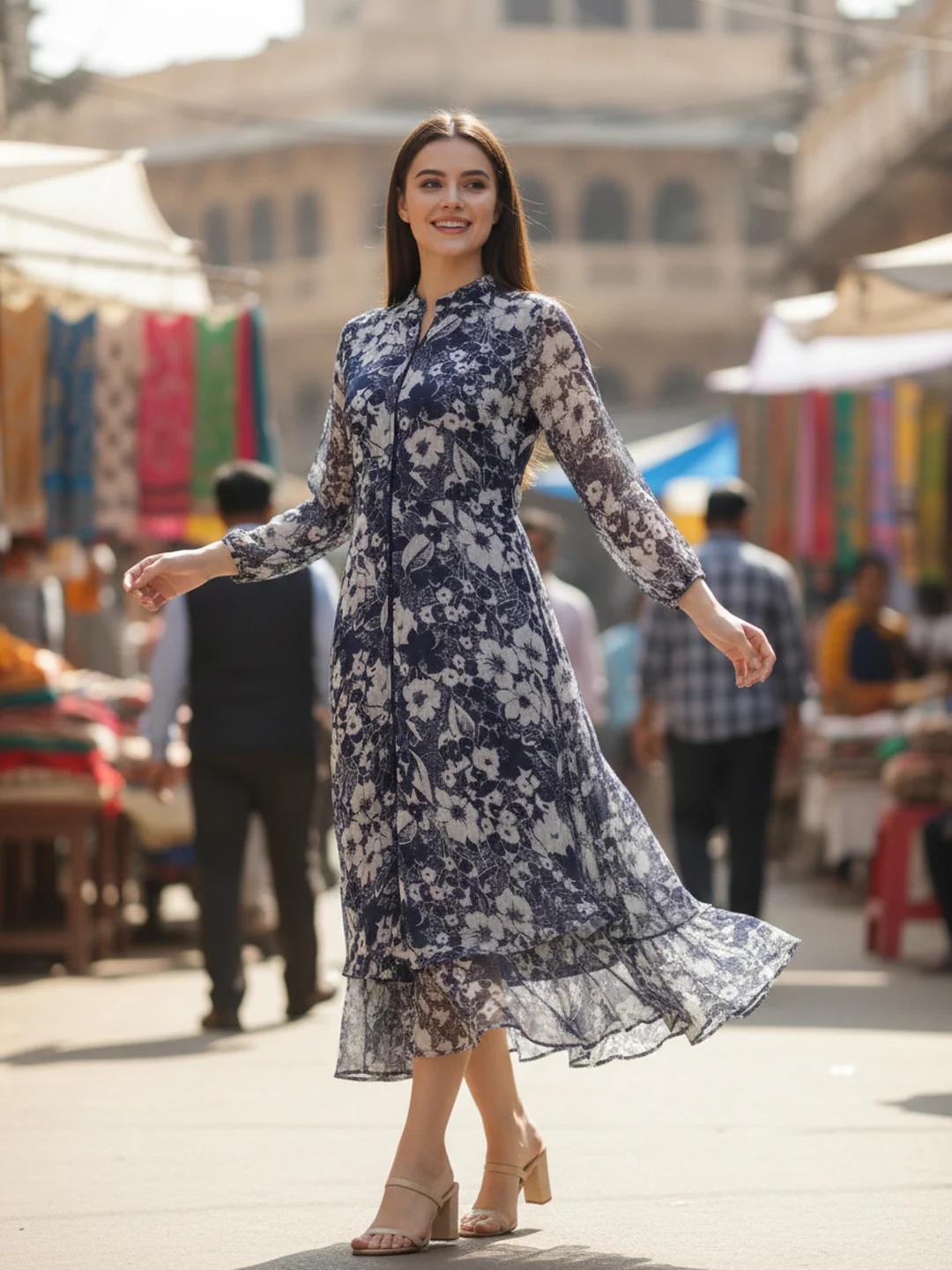 Women Floral Fit & Flare Midi Dress - Image 2