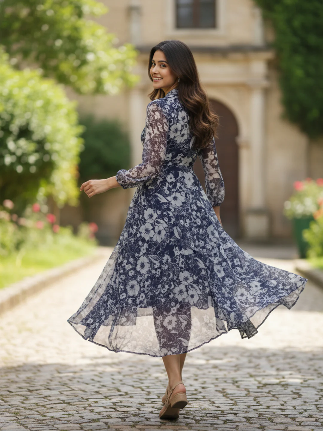 Women Floral Fit & Flare Midi Dress - Image 7