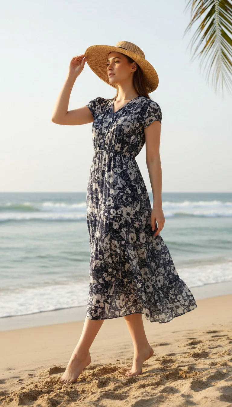Women Floral Fit & Flare Midi Dress - Image 2