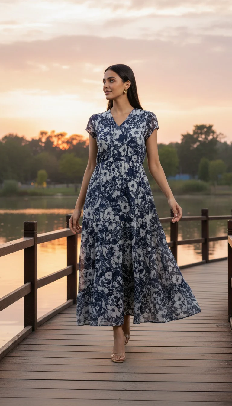 Women Floral Fit & Flare Midi Dress - Image 4