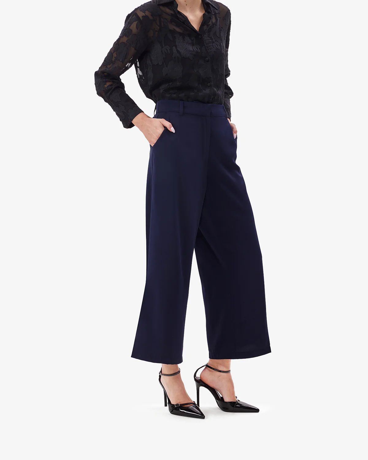 Women Navy  BreezeFlow Wide Leg Pants - Image 6