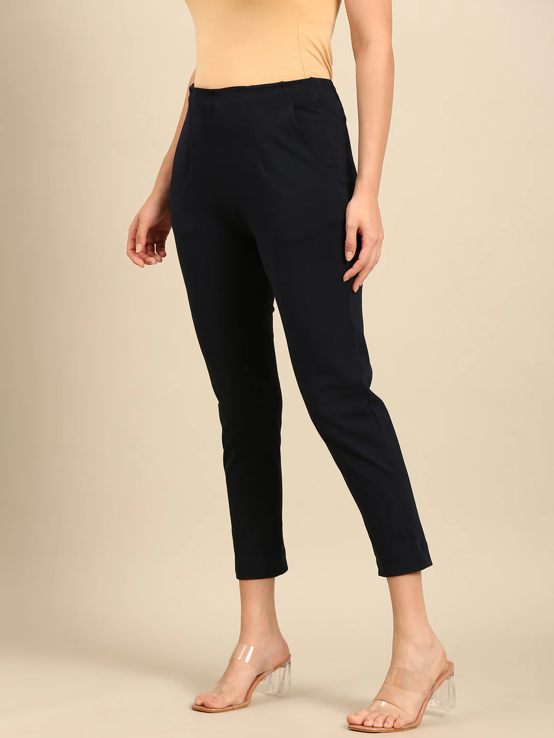 Women Navy Casual Pants - Image 2