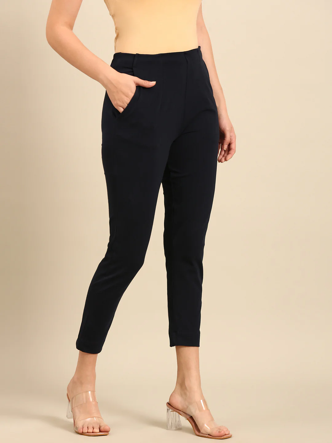 Women Navy Casual Pants - Image 3