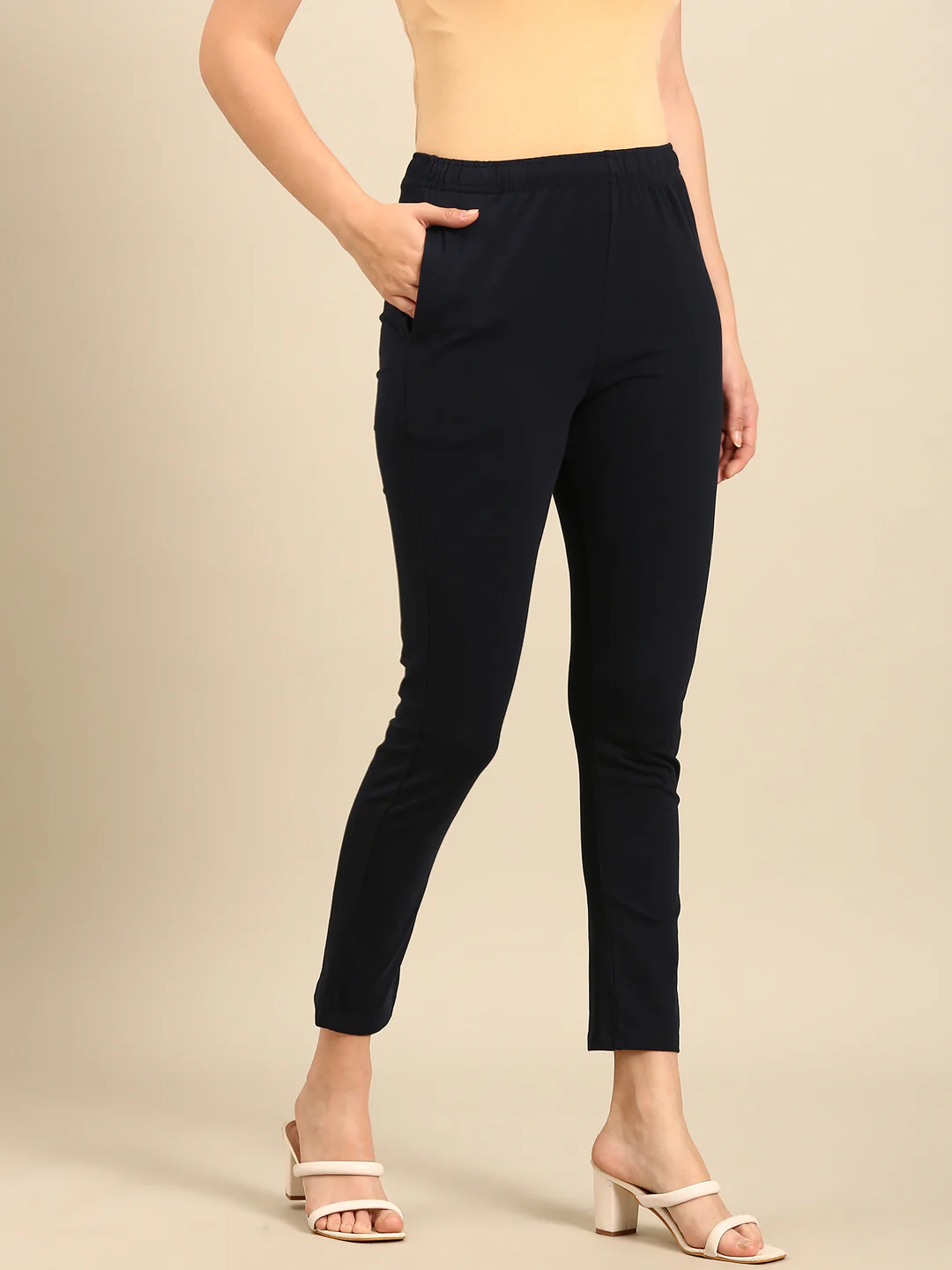 Women Navy Casual Pants - Image 3