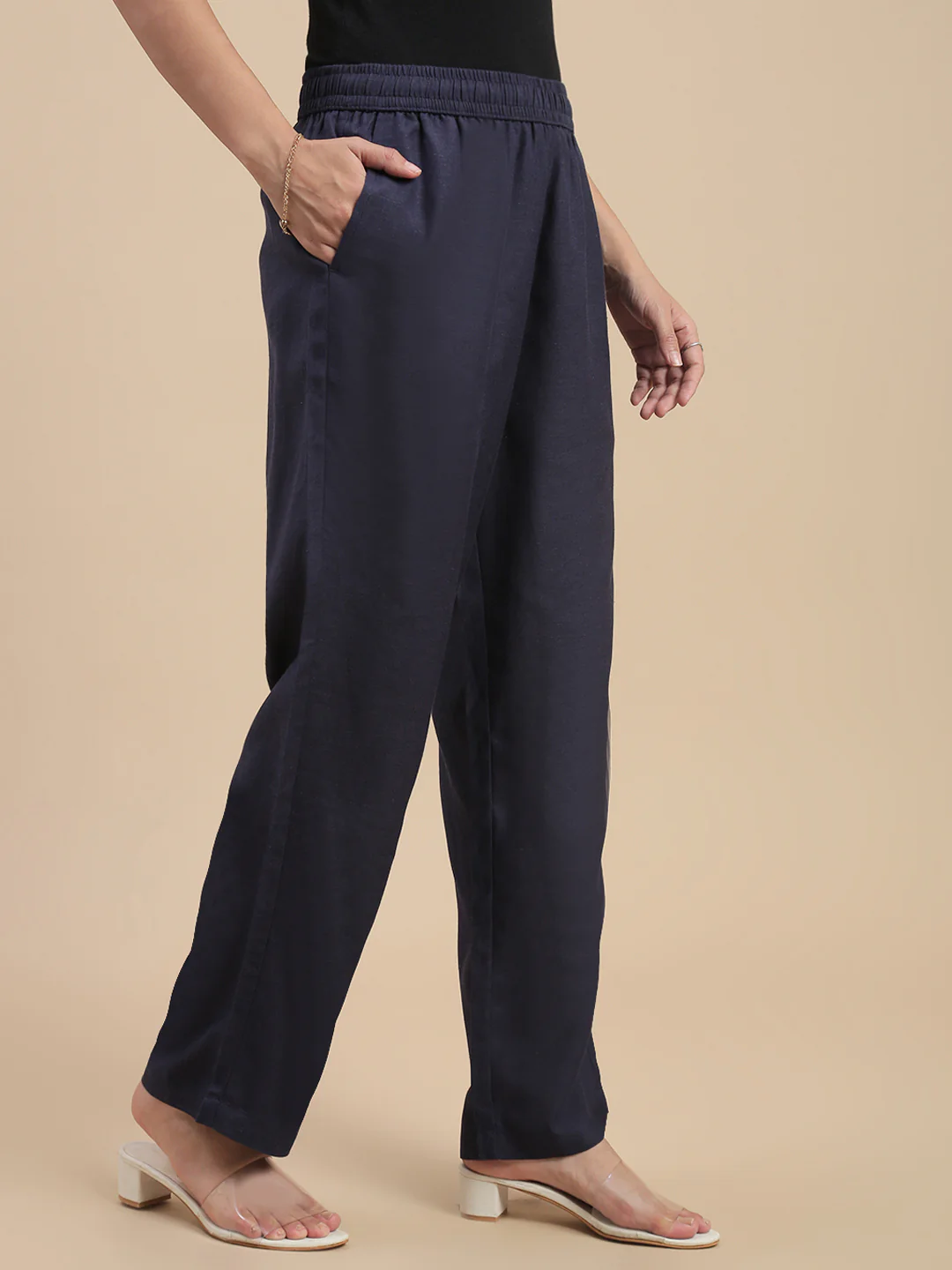 Women Navy  Casual Pants - Image 2