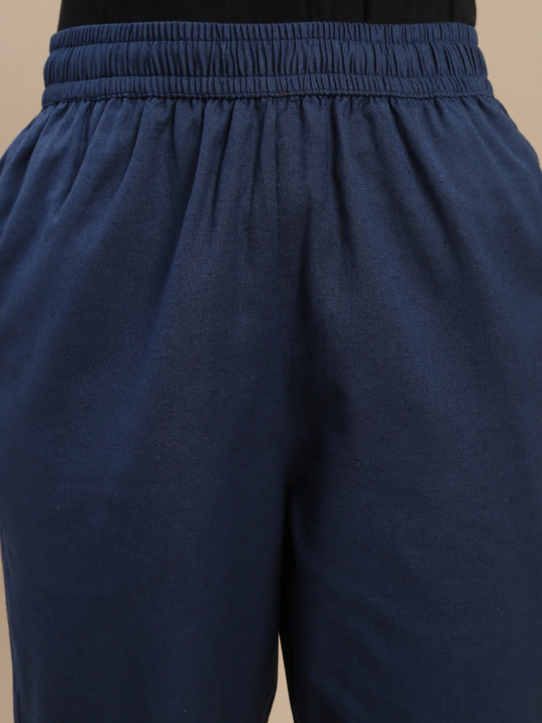 Women Navy Cotton Lace Pants - Image 3