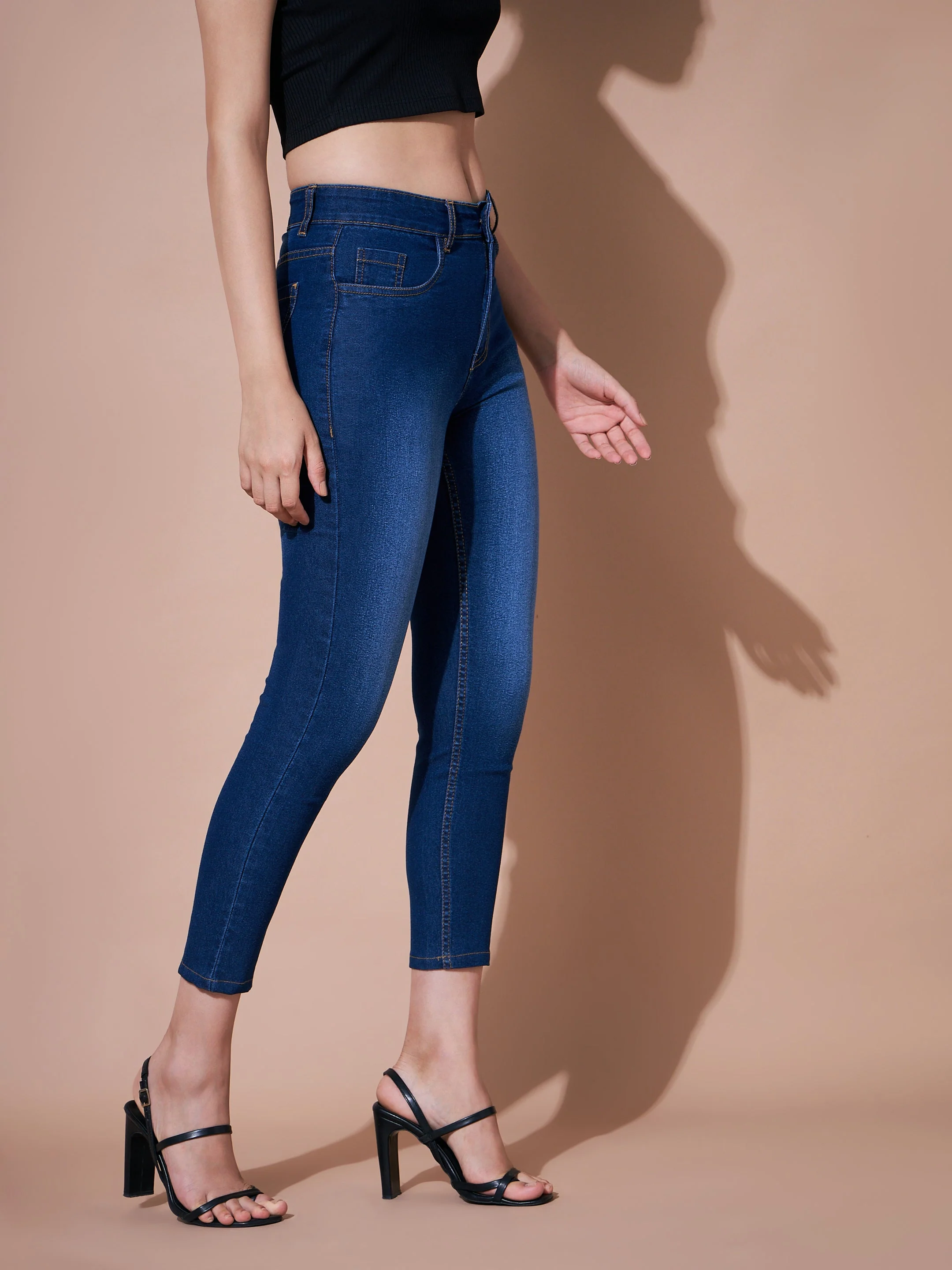 Women Navy Denim Premium Relax Jeans - Image 3