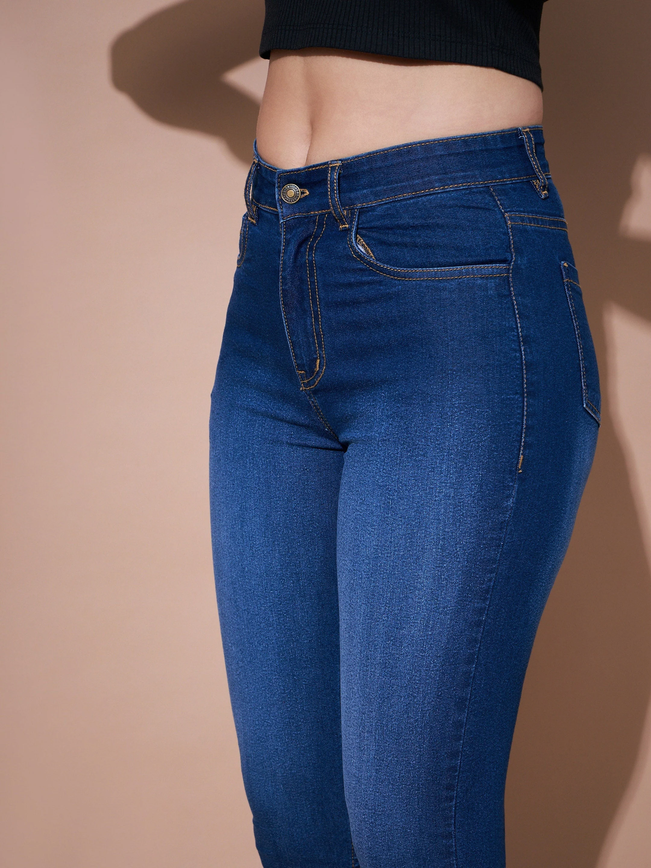 Women Navy Denim Premium Relax Jeans - Image 4