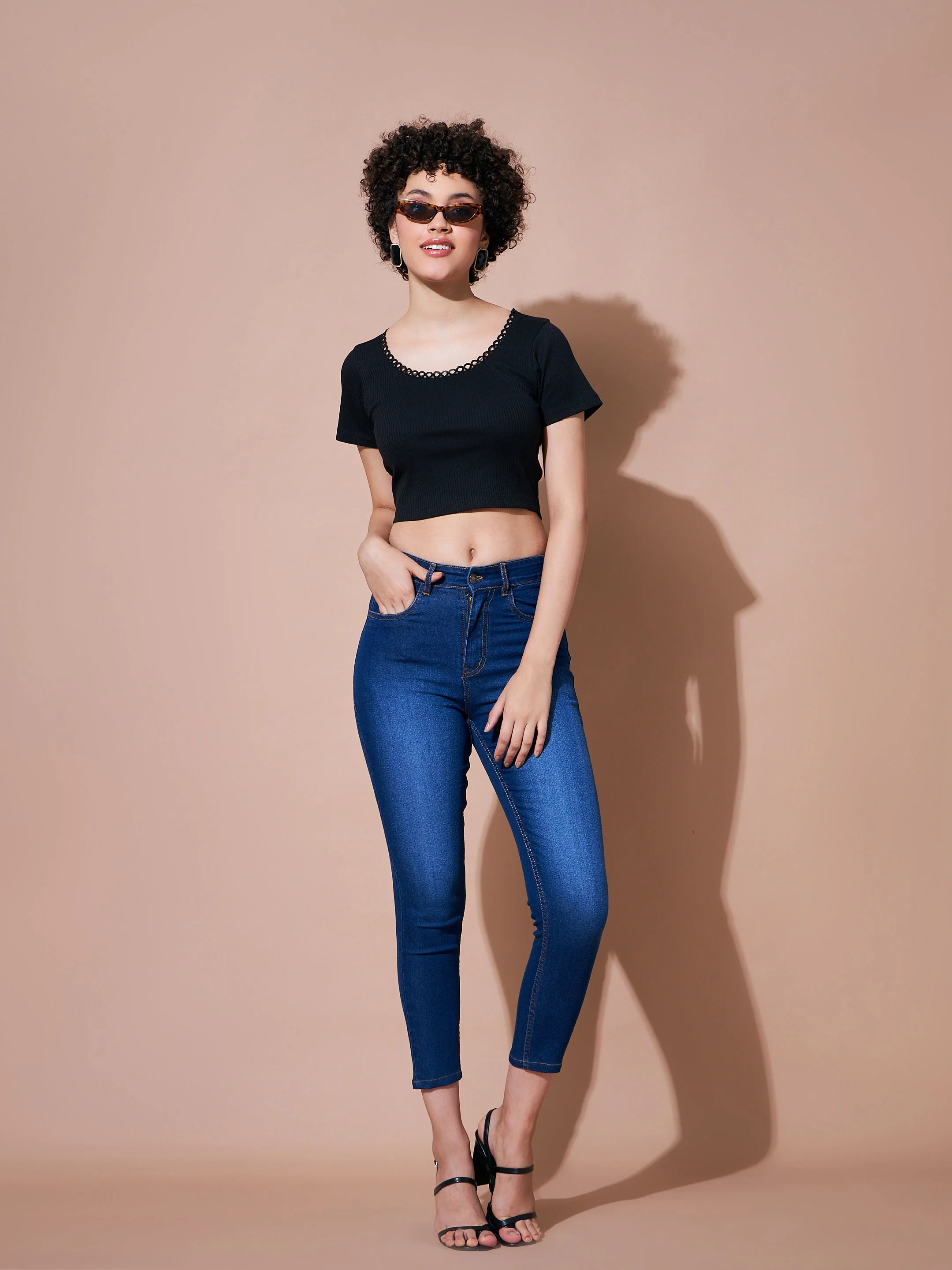 Women Navy Denim Premium Relax Jeans - Image 6