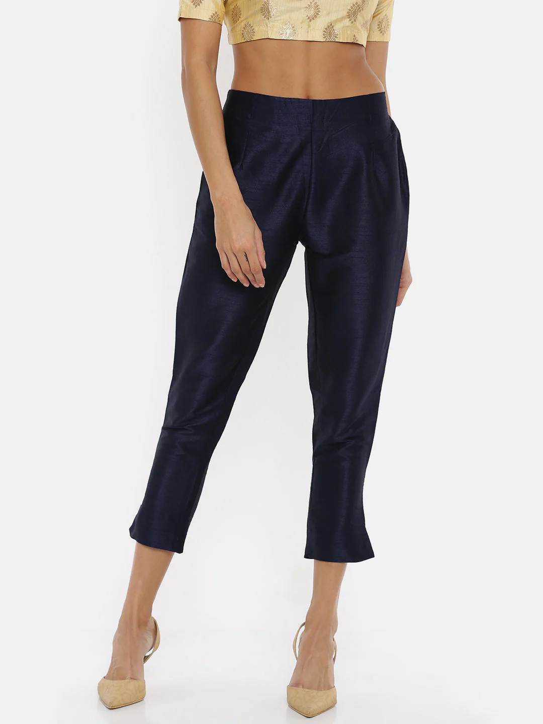 Women Navy Festive Pants - Image 2