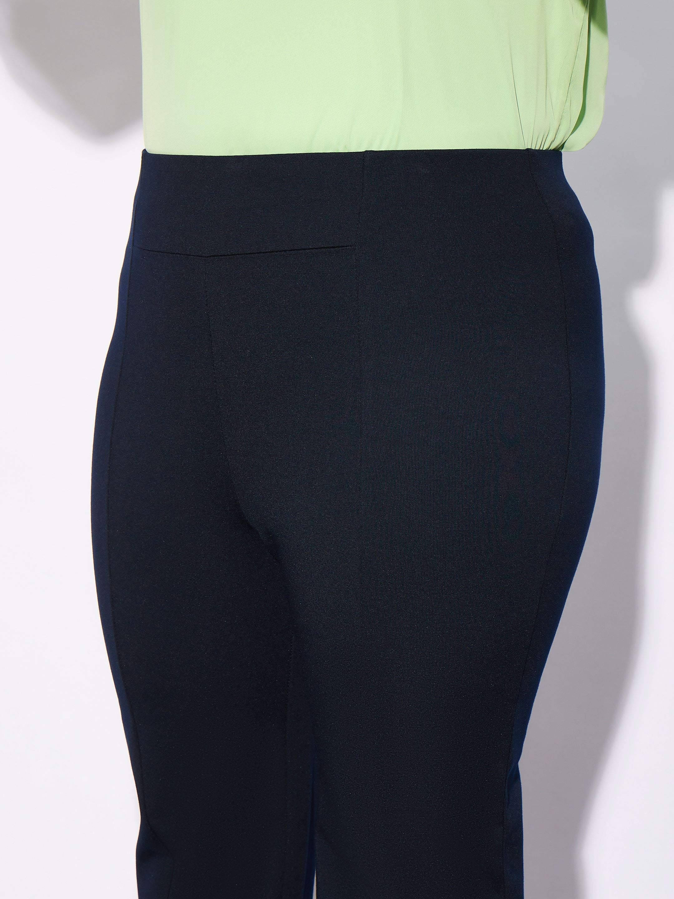 Women Navy Front Seam Straight Pants - Image 4