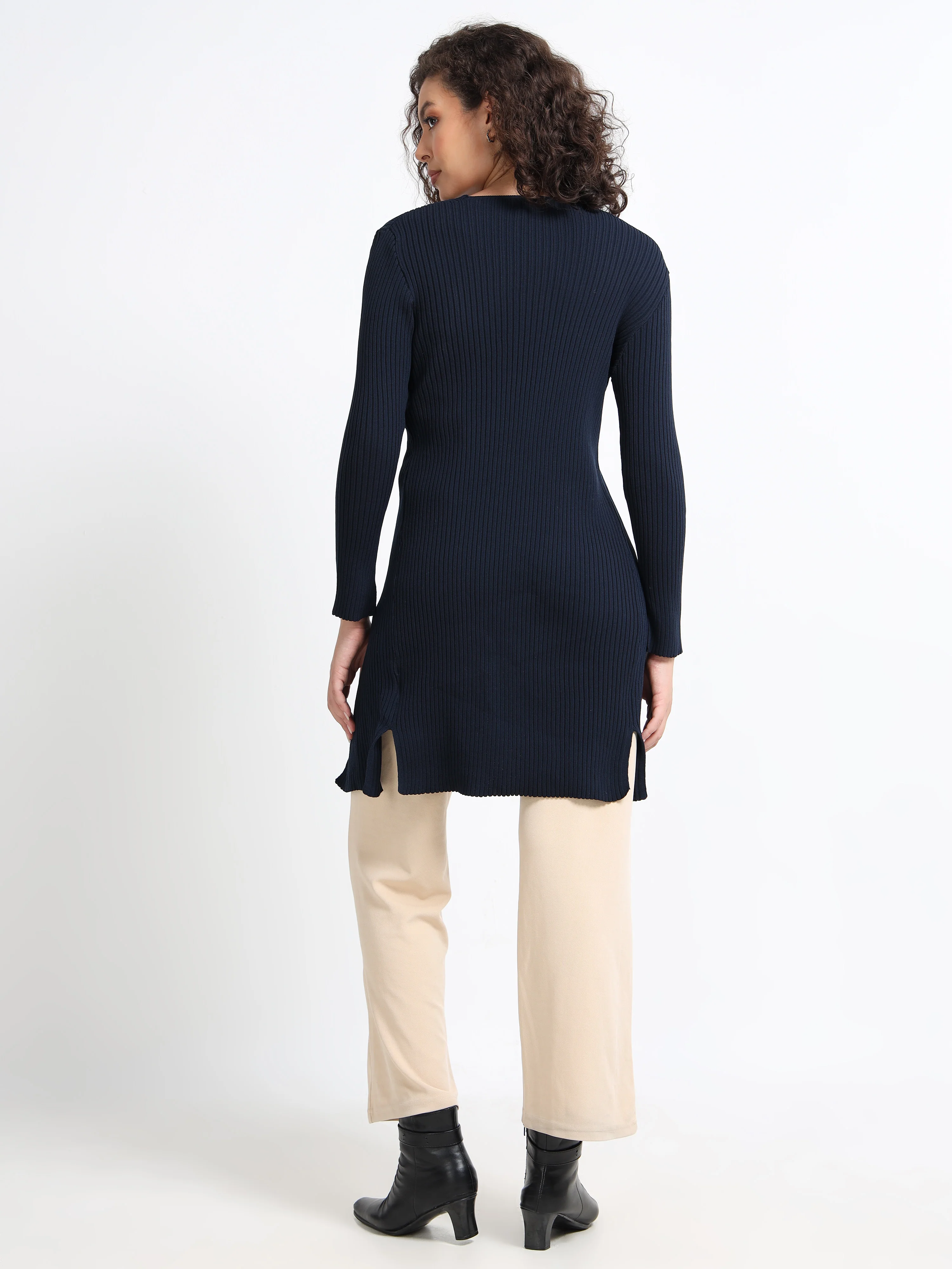 Women Navy Long Cardigan - Image 2