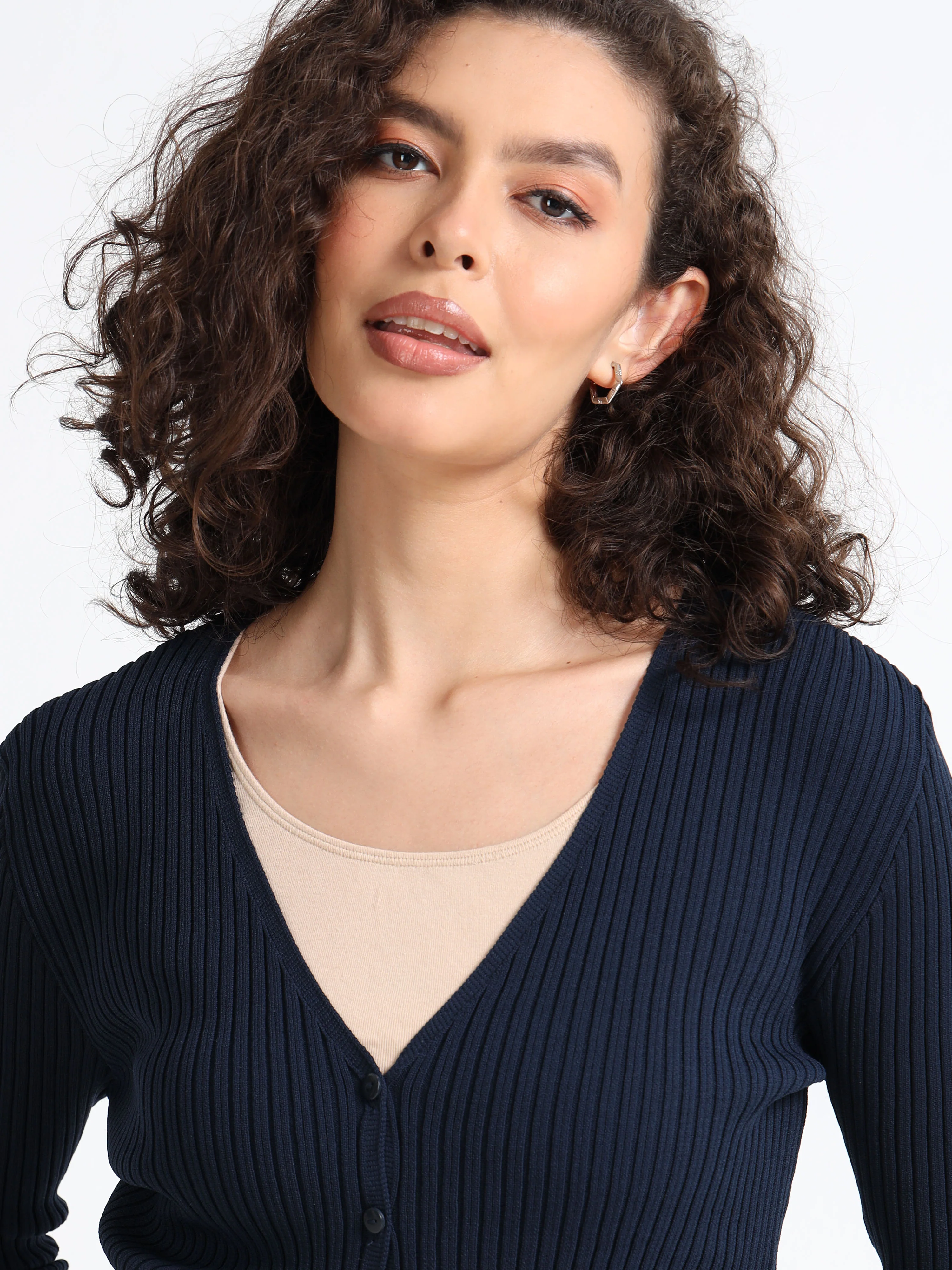 Women Navy Long Cardigan - Image 3
