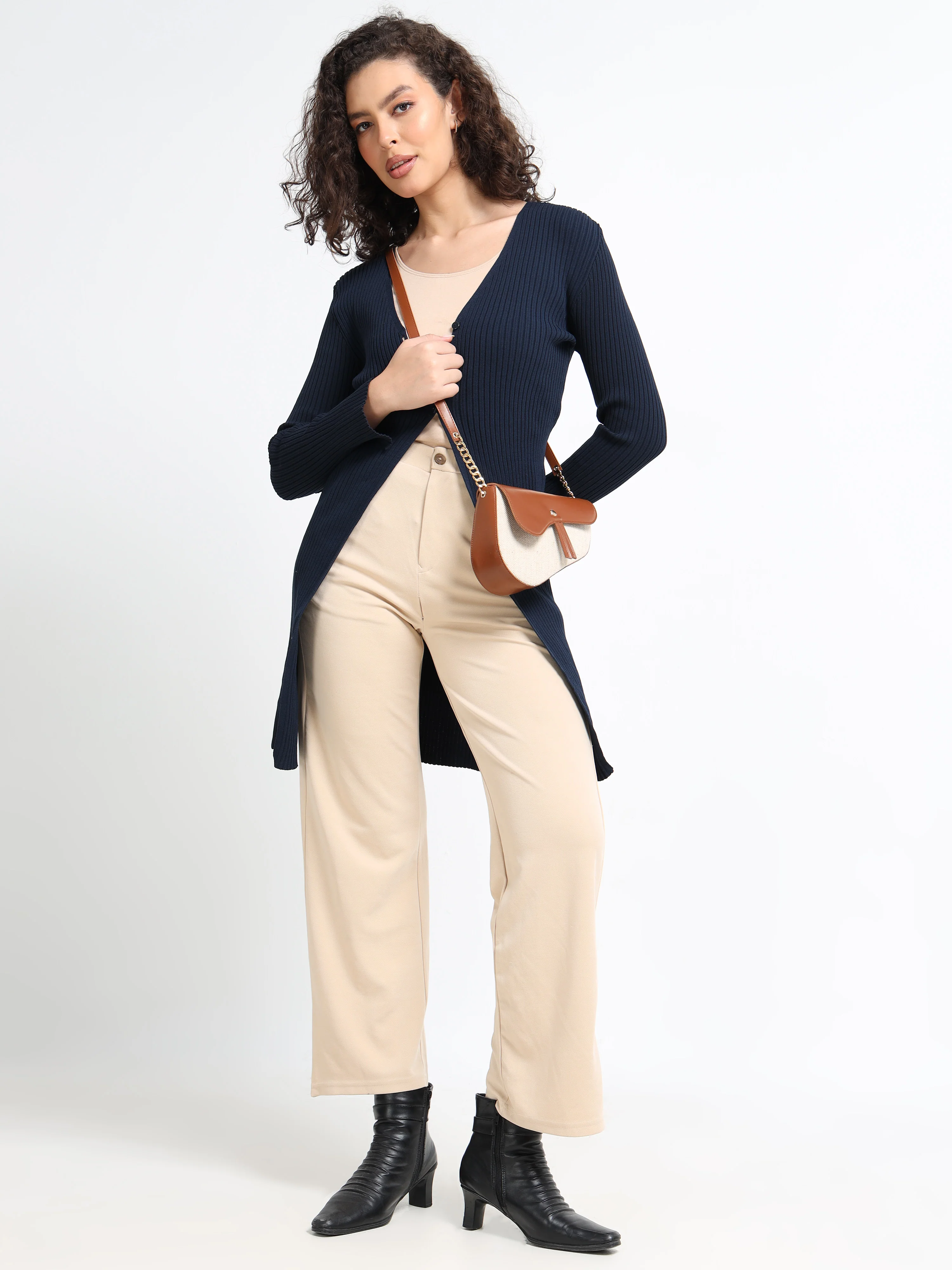 Women Navy Long Cardigan - Image 6