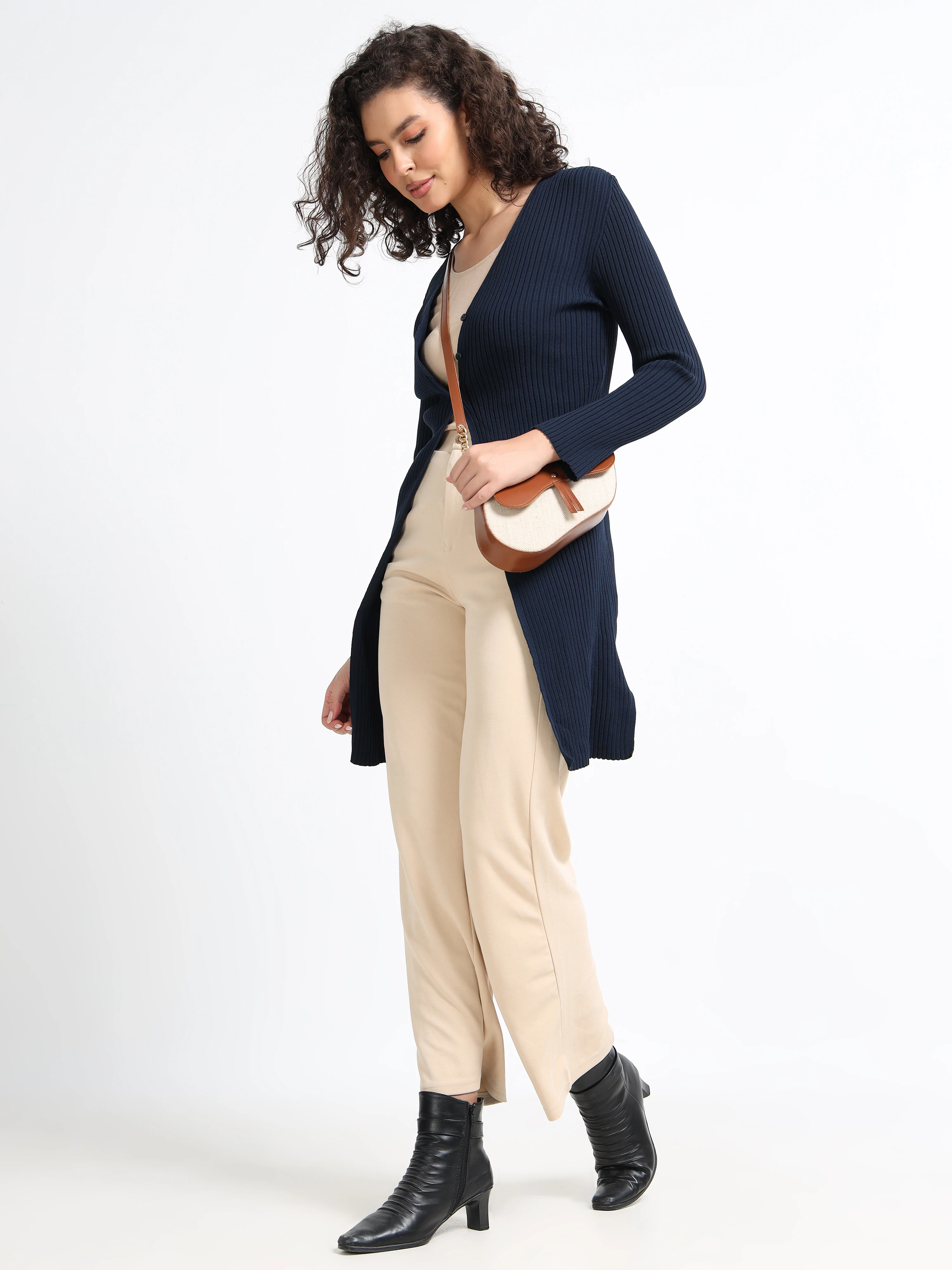 Women Navy Long Cardigan - Image 7
