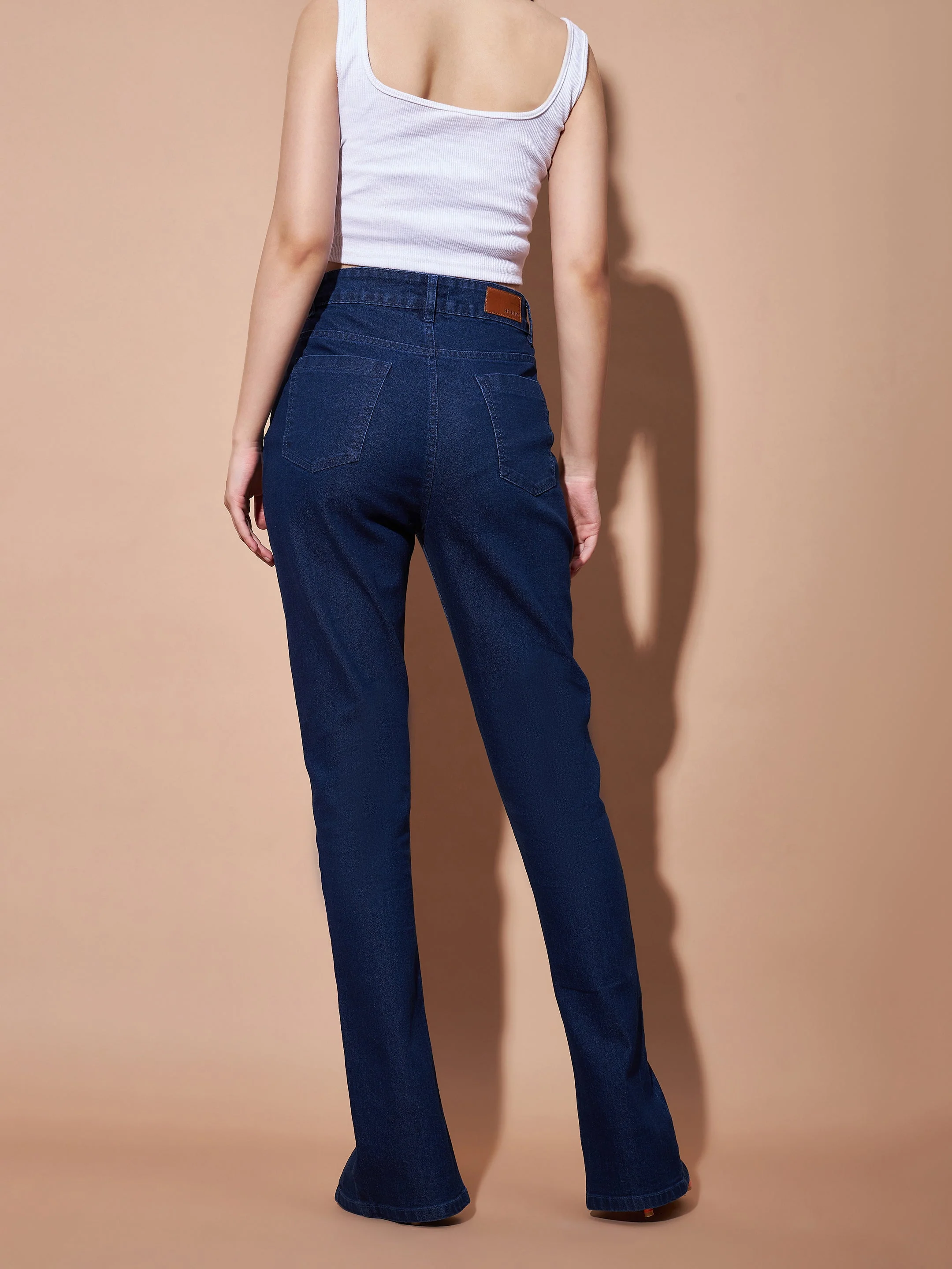 Women Navy Mid Rise Skinny Fit Slit Jeans - Image 5