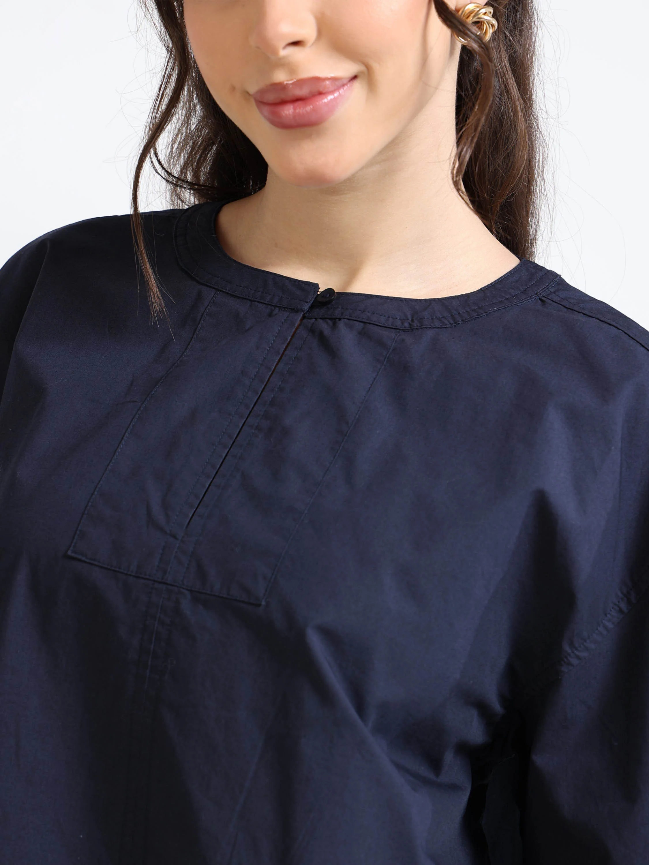 Women Navy Oversized Boxy Top - Image 3