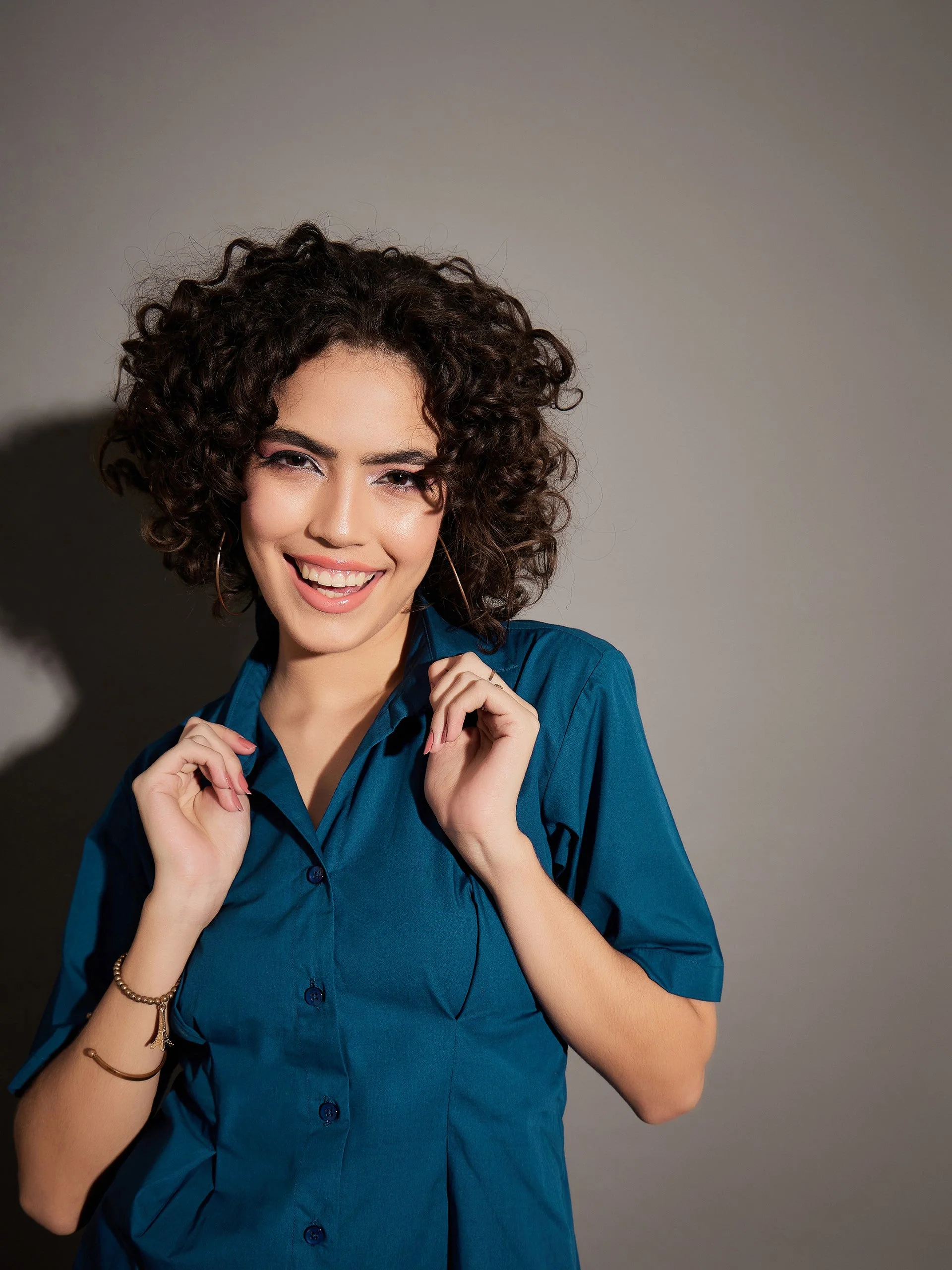 Women Navy Poplin Shirt Dress - Image 4