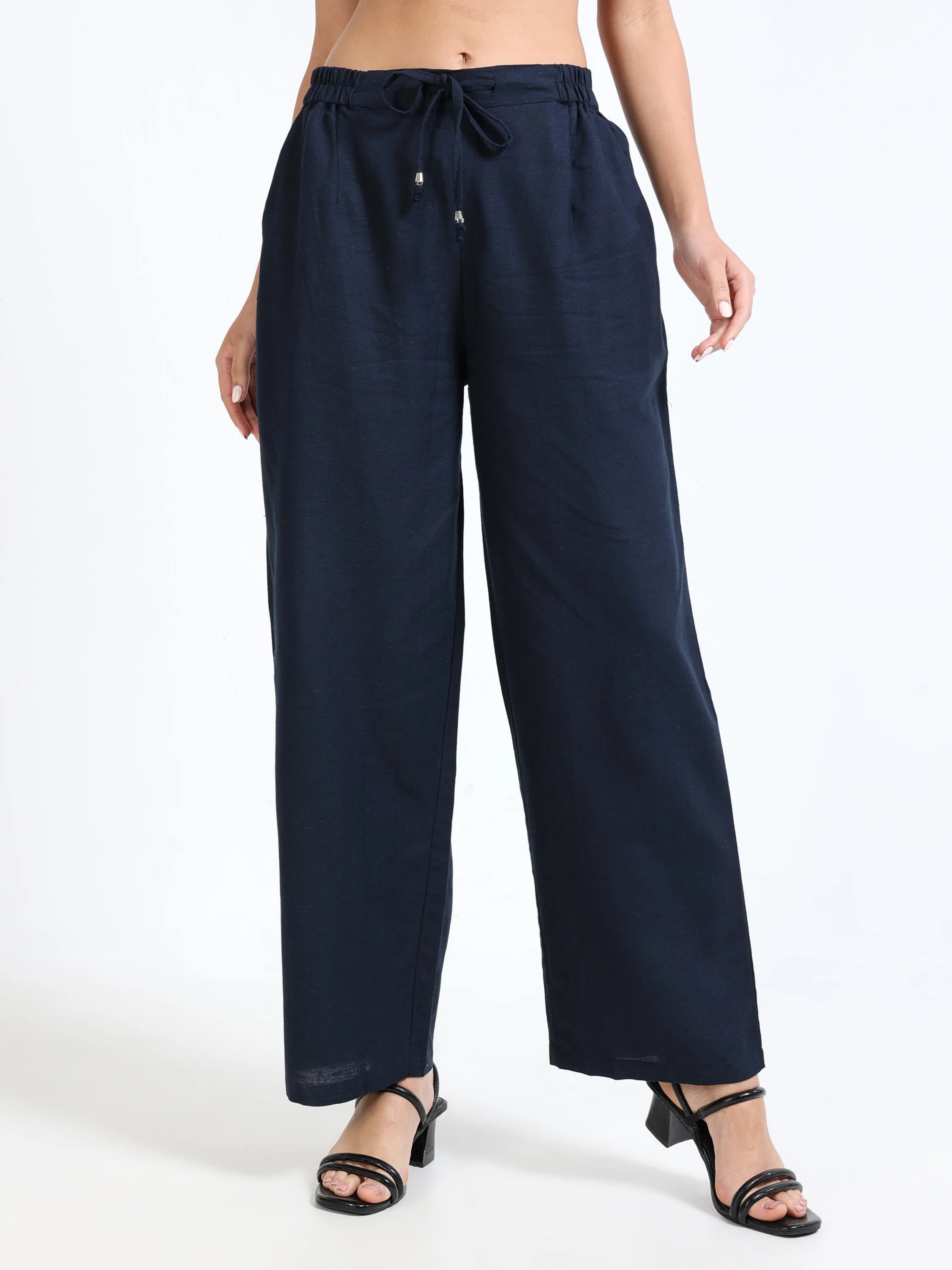 Women Navy Regular Flared Pants