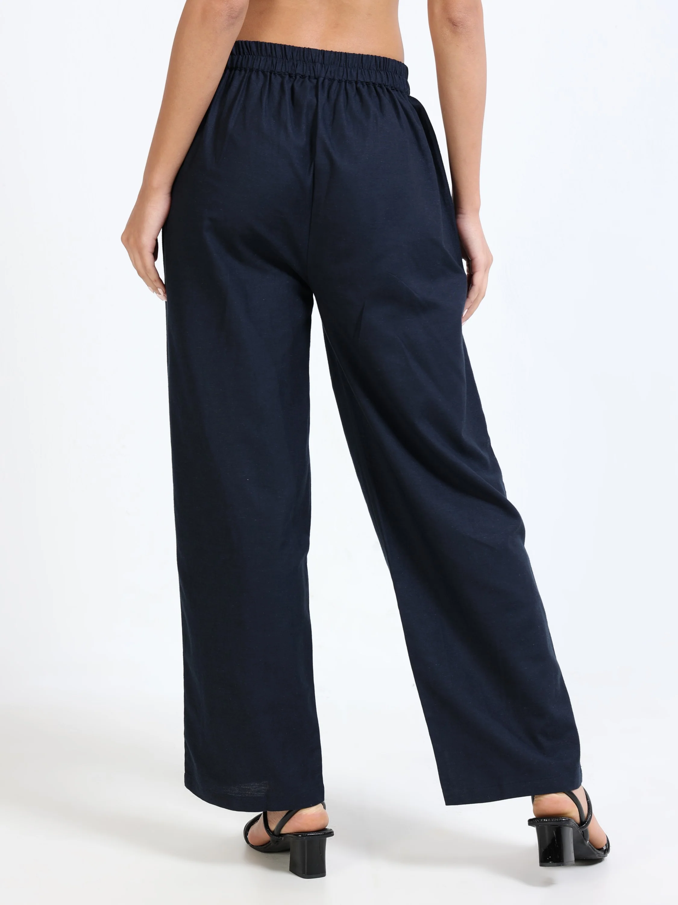 Women Navy Regular Flared Pants - Image 5