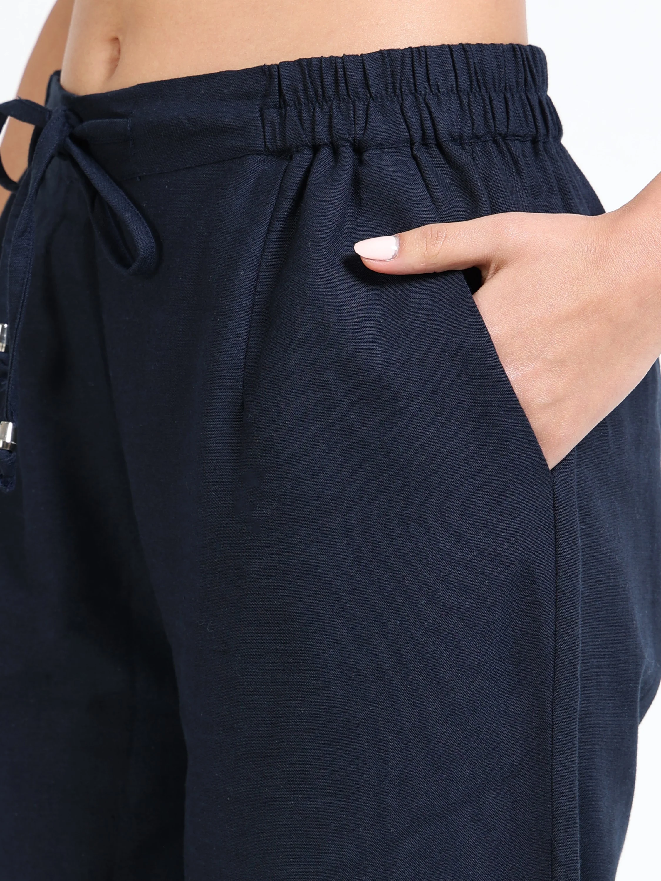 Women Navy Regular Flared Pants - Image 6