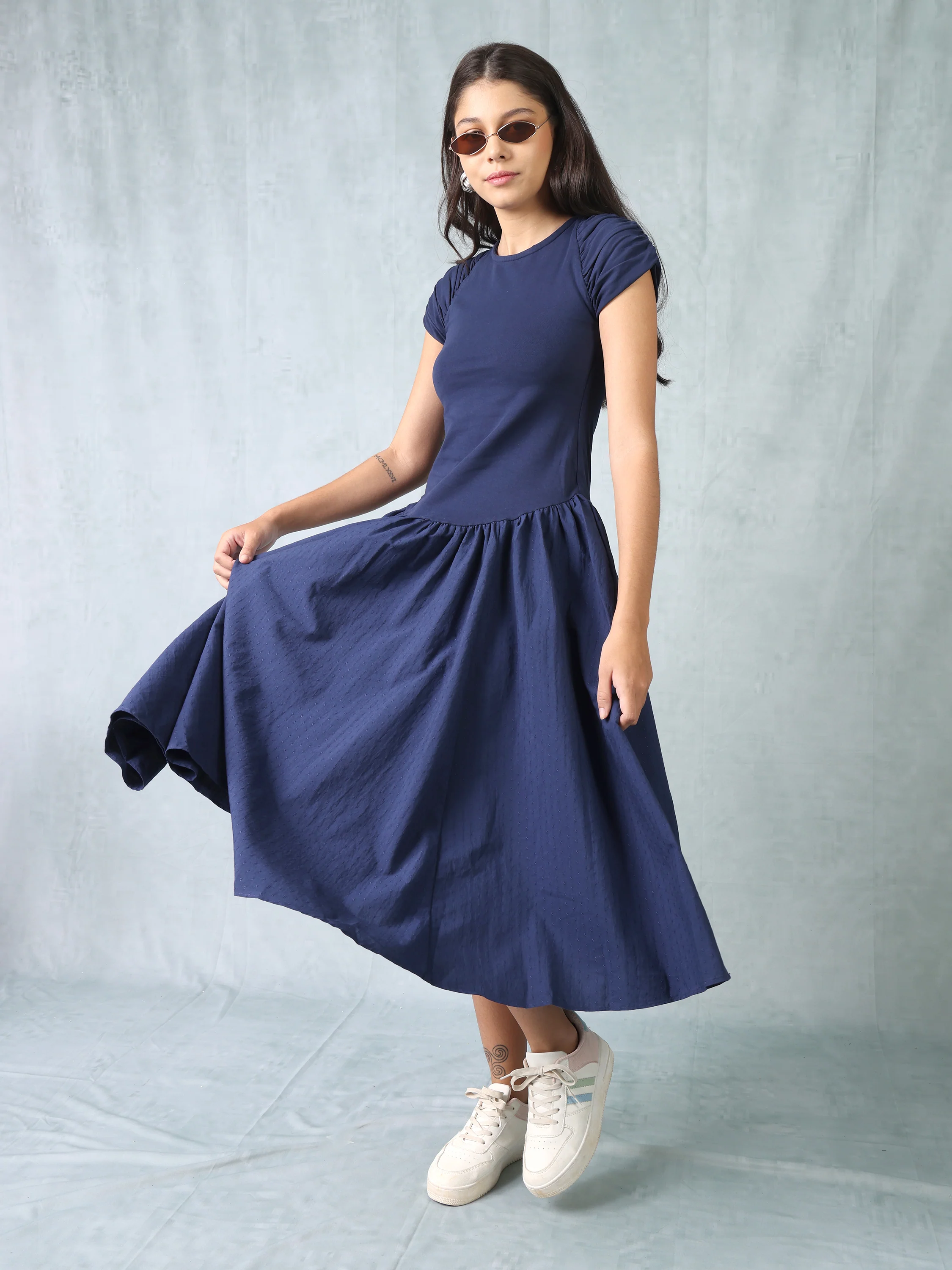 Women Navy Regular Fit Dress - Image 2