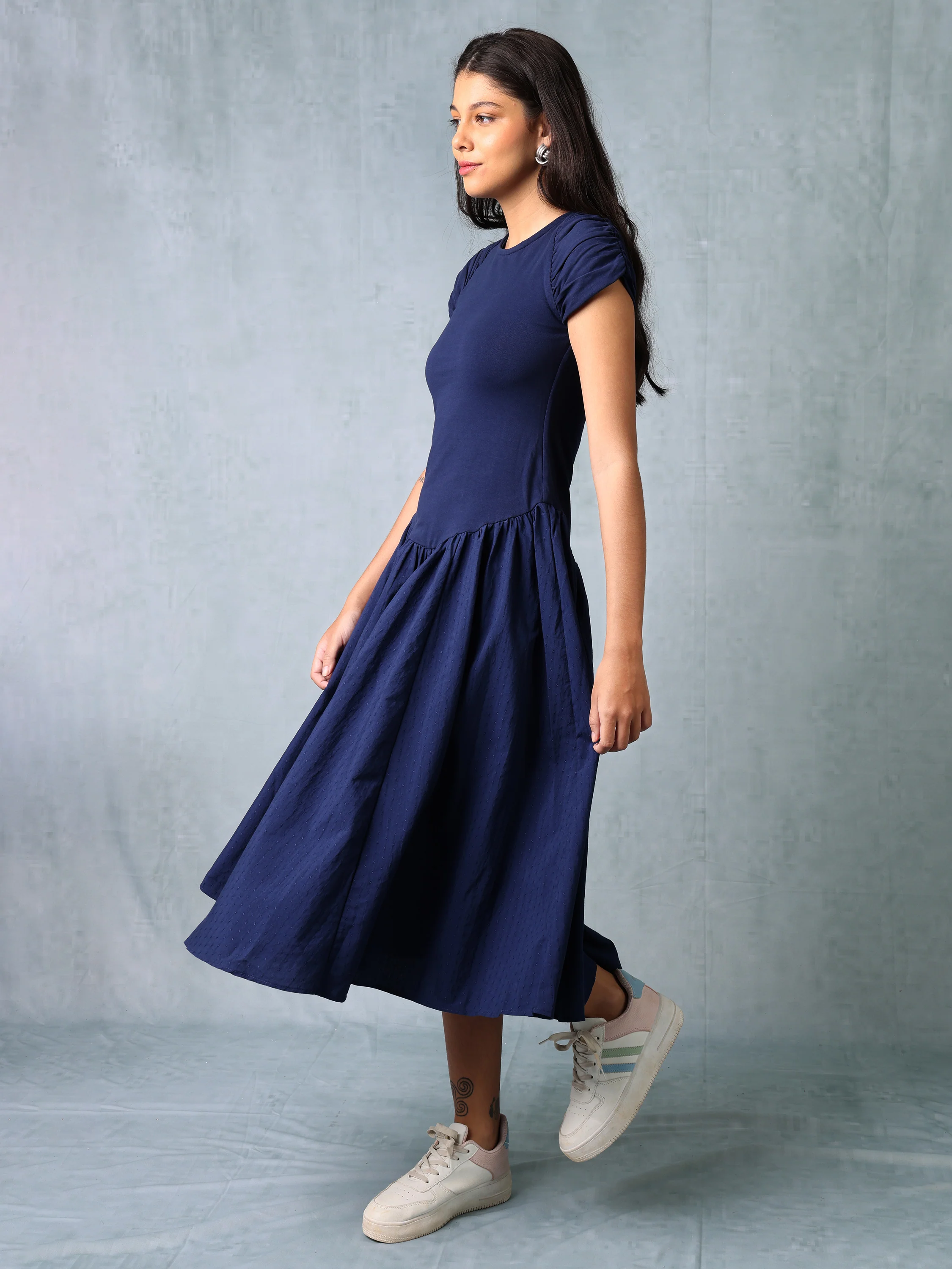 Women Navy Regular Fit Dress - Image 5