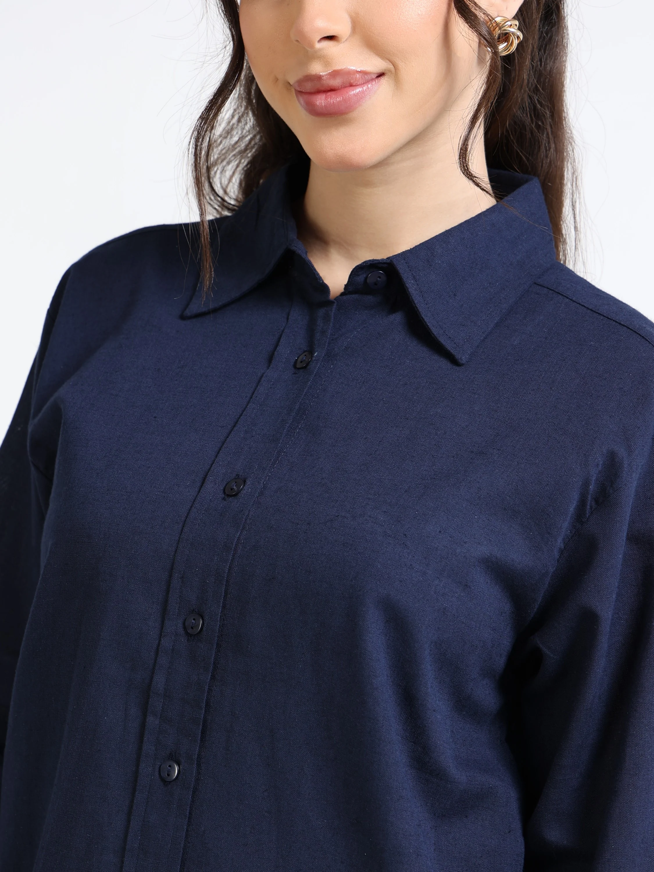 Women Navy Regular Fit Shirt - Image 2