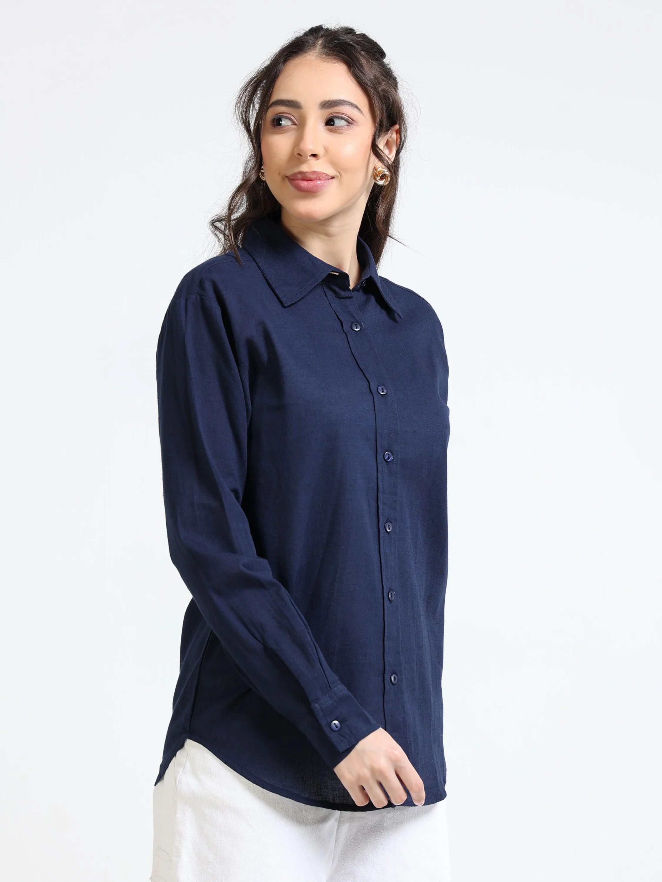 Women Navy Regular Fit Shirt - Image 4