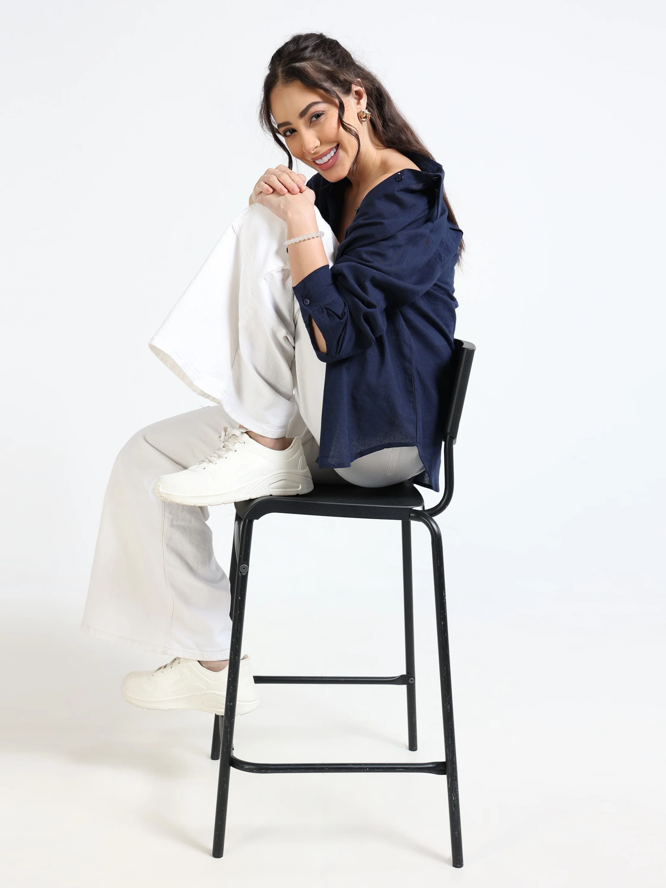 Women Navy Regular Fit Shirt - Image 6