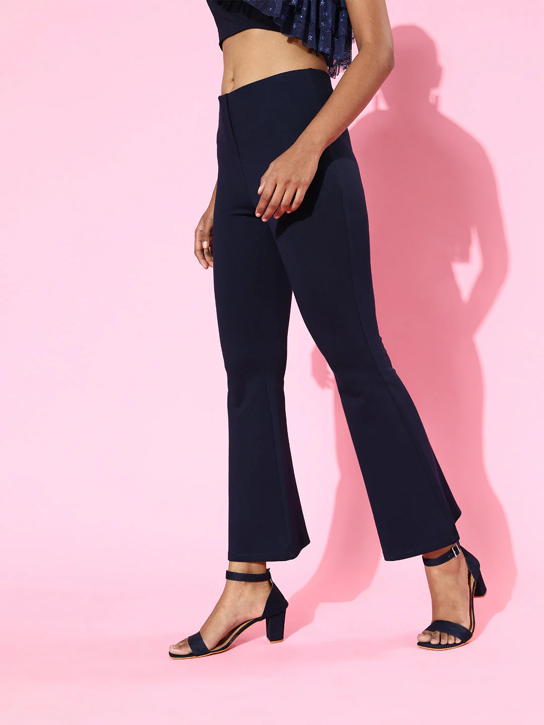 Women Navy Roma Bell Bottom Pants - Image 2
