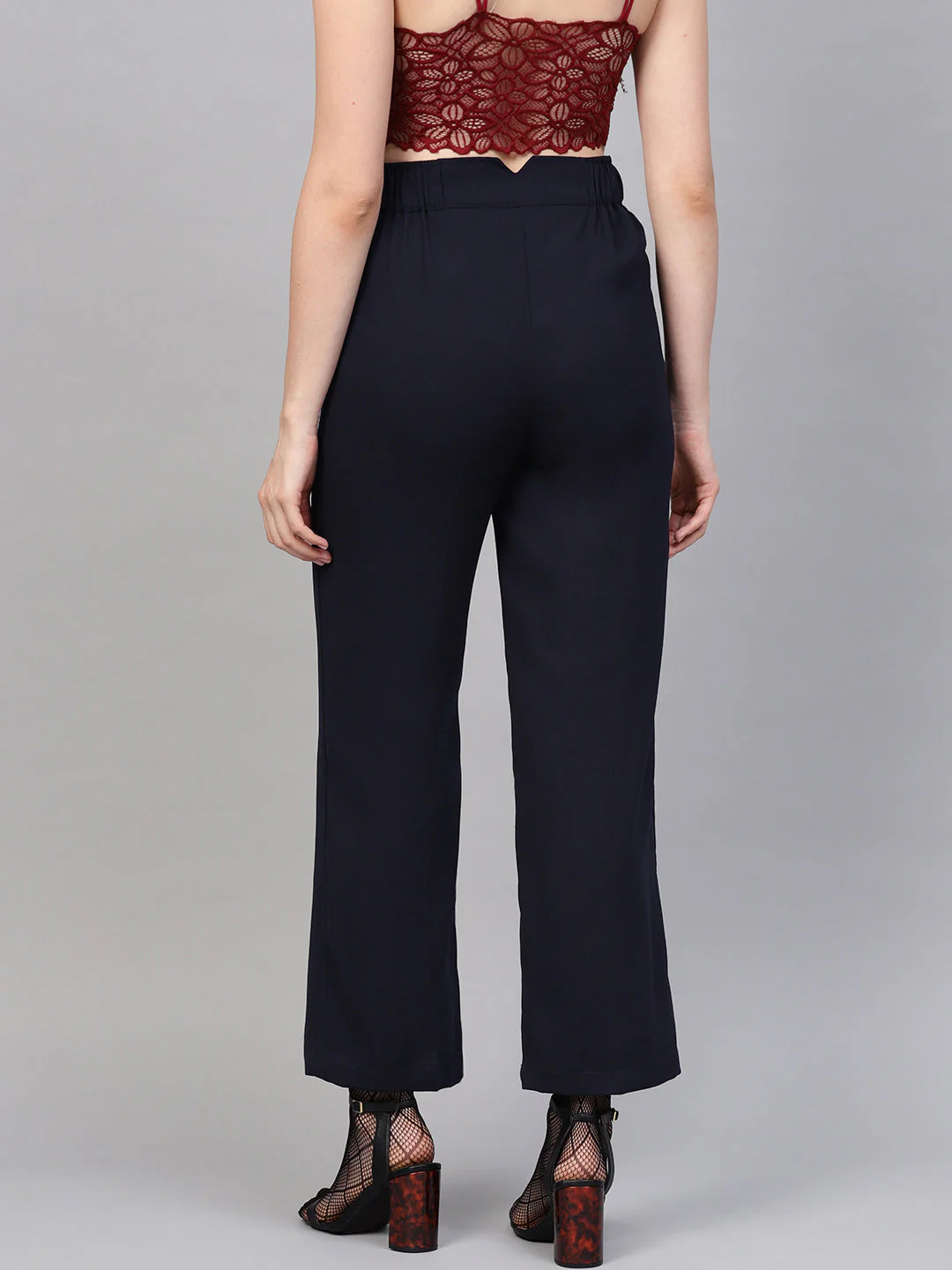 Women Navy Side Zipper Pant - Image 3