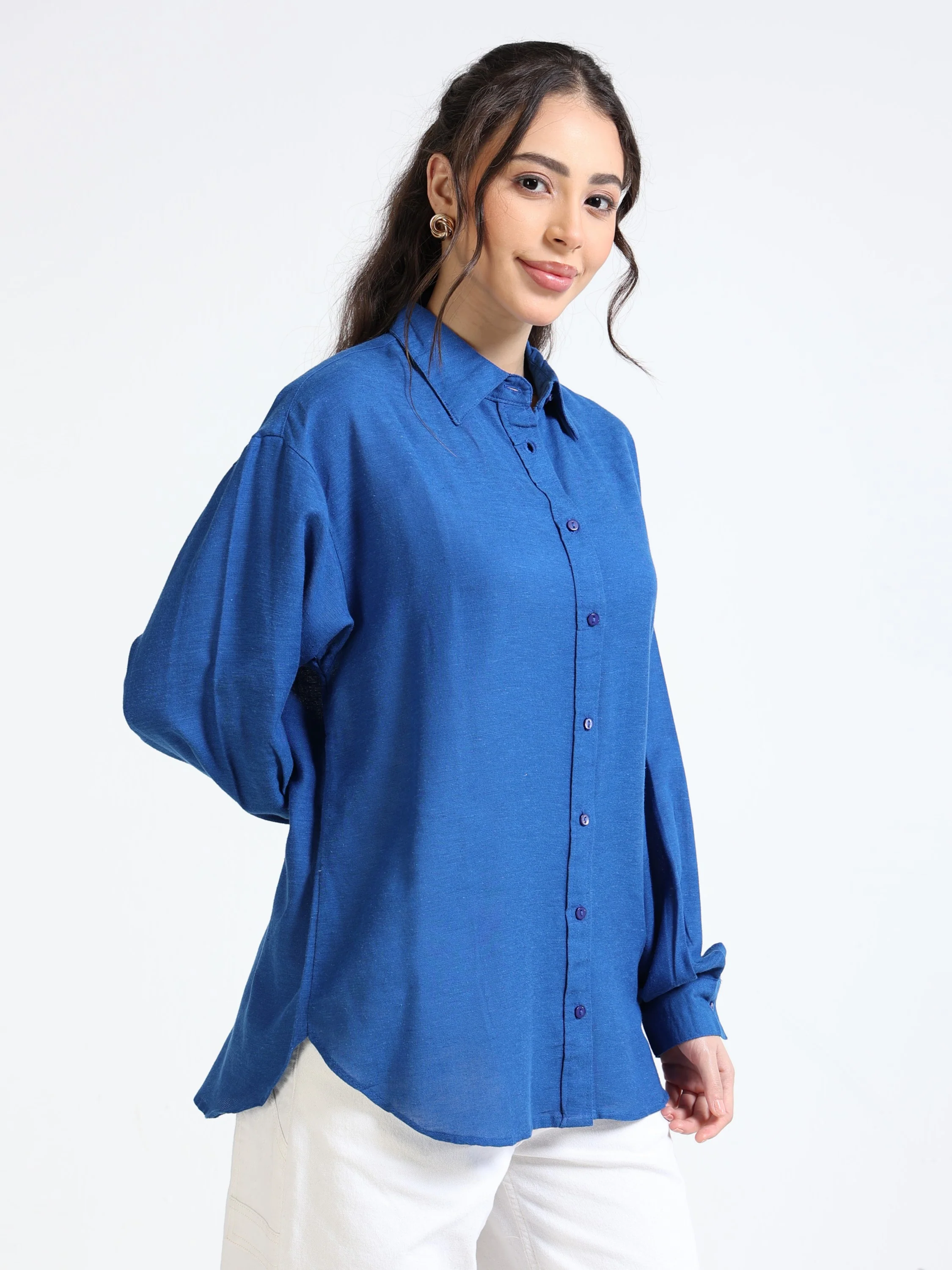 Women Blue Oversized Shirt - Image 5
