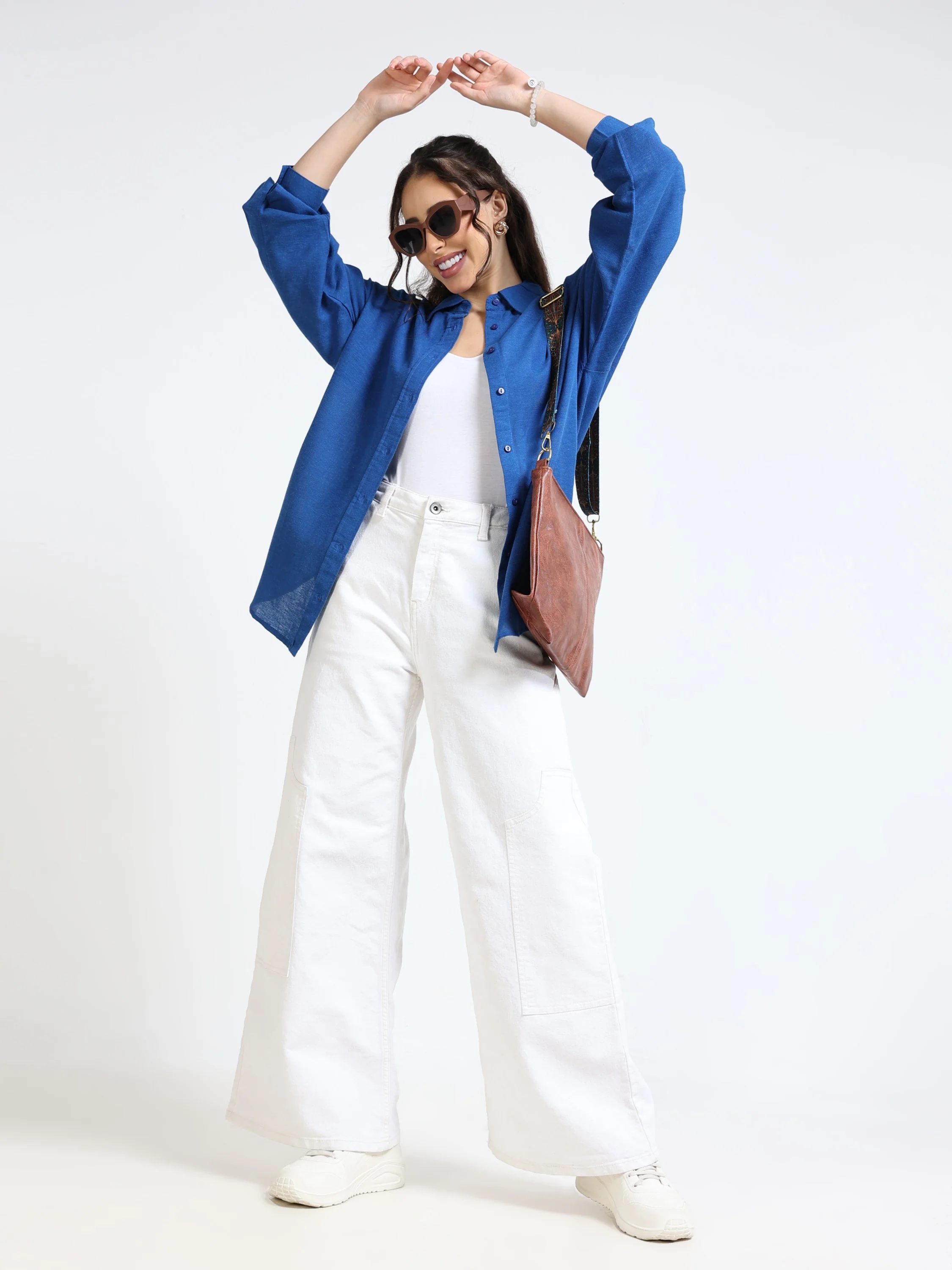 Women Blue Oversized Shirt - Image 6