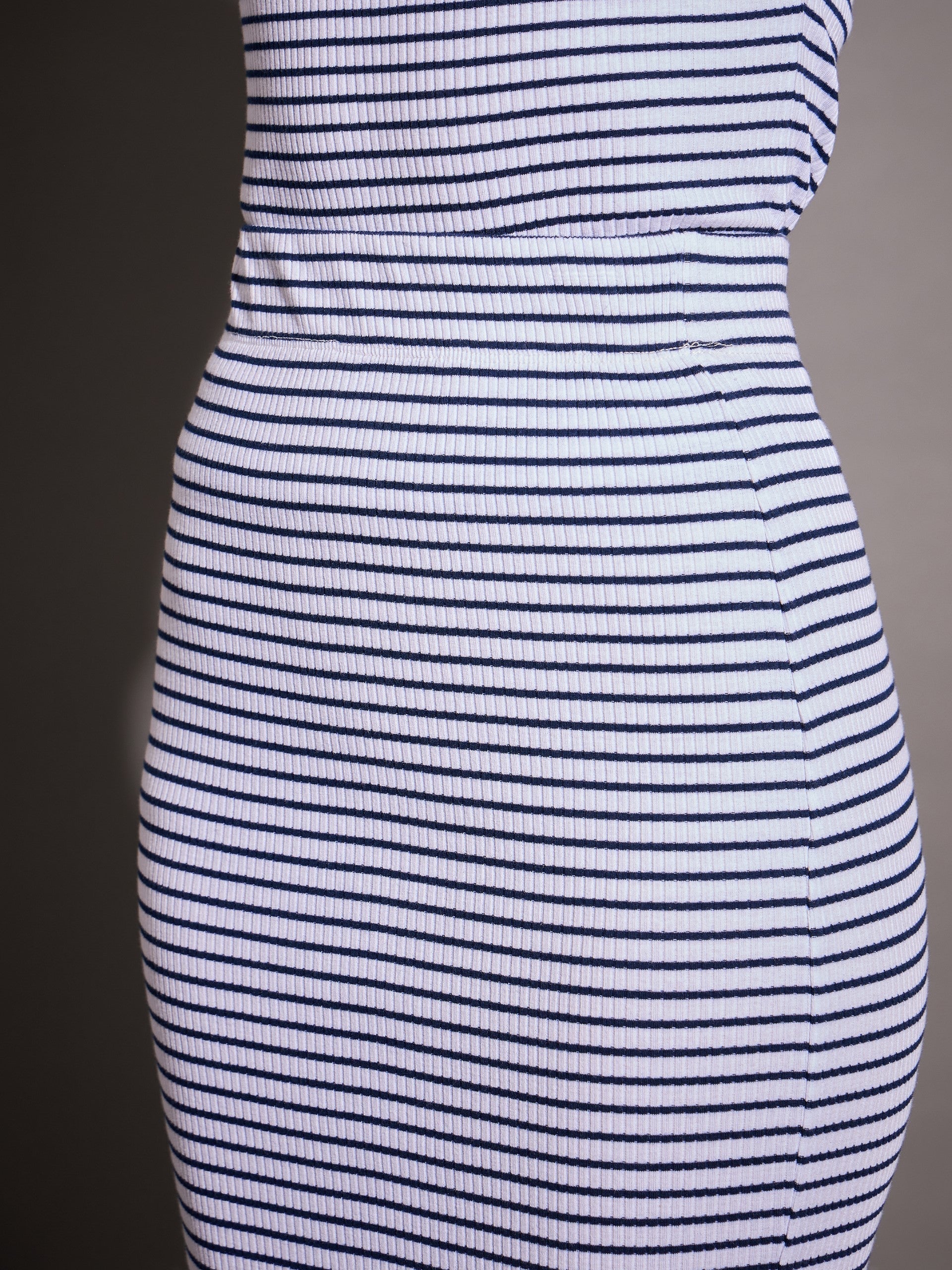 Women Navy & White Striped Rib Pencil Skirt - Image 4