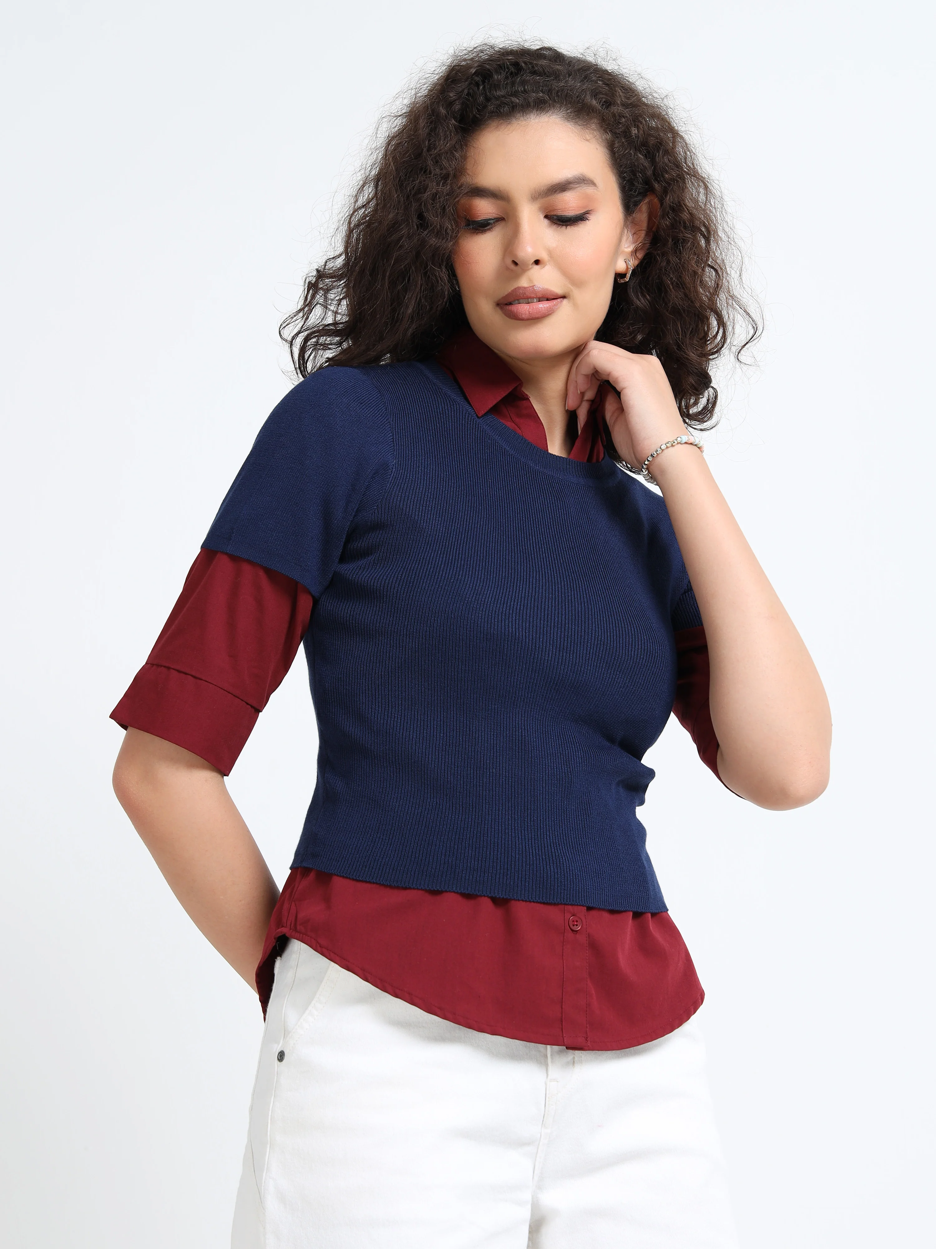 Women Navy Winter Top - Image 2