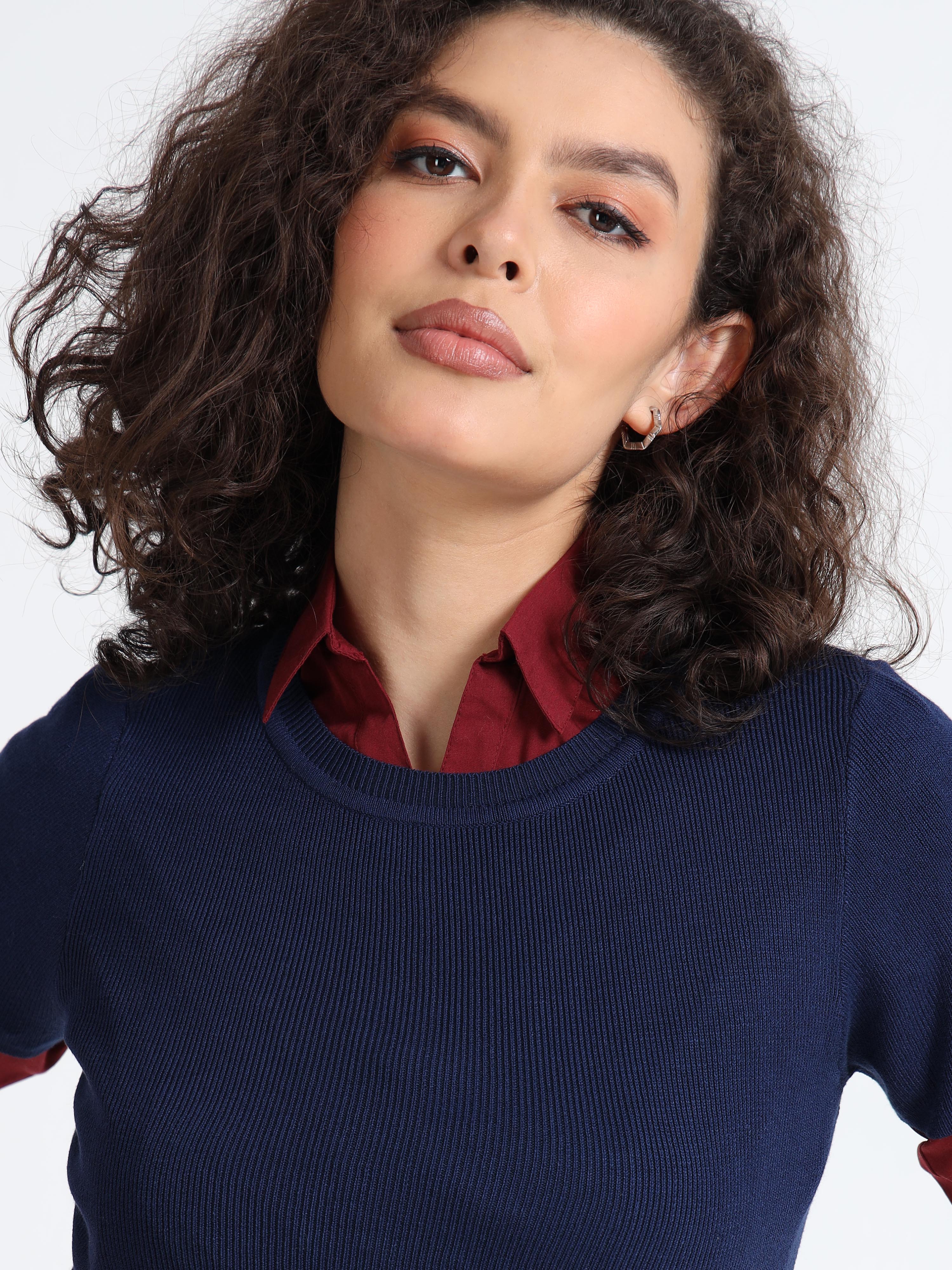 Women Navy Winter Top - Image 3
