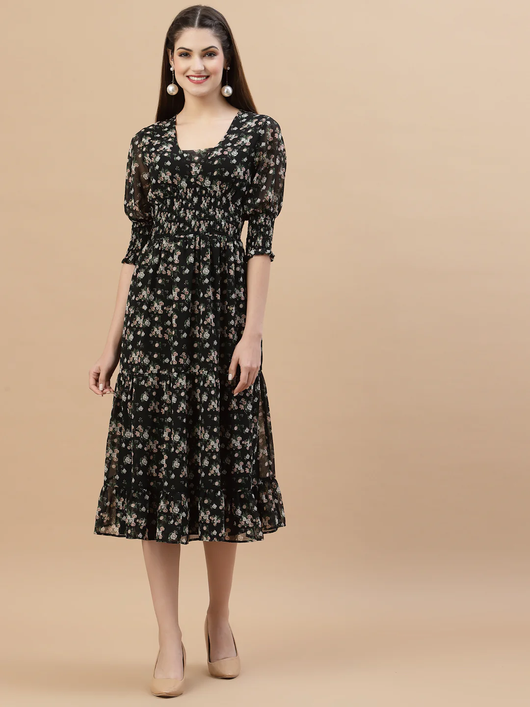 Women V-Neck Ruffle Dress - Image 2