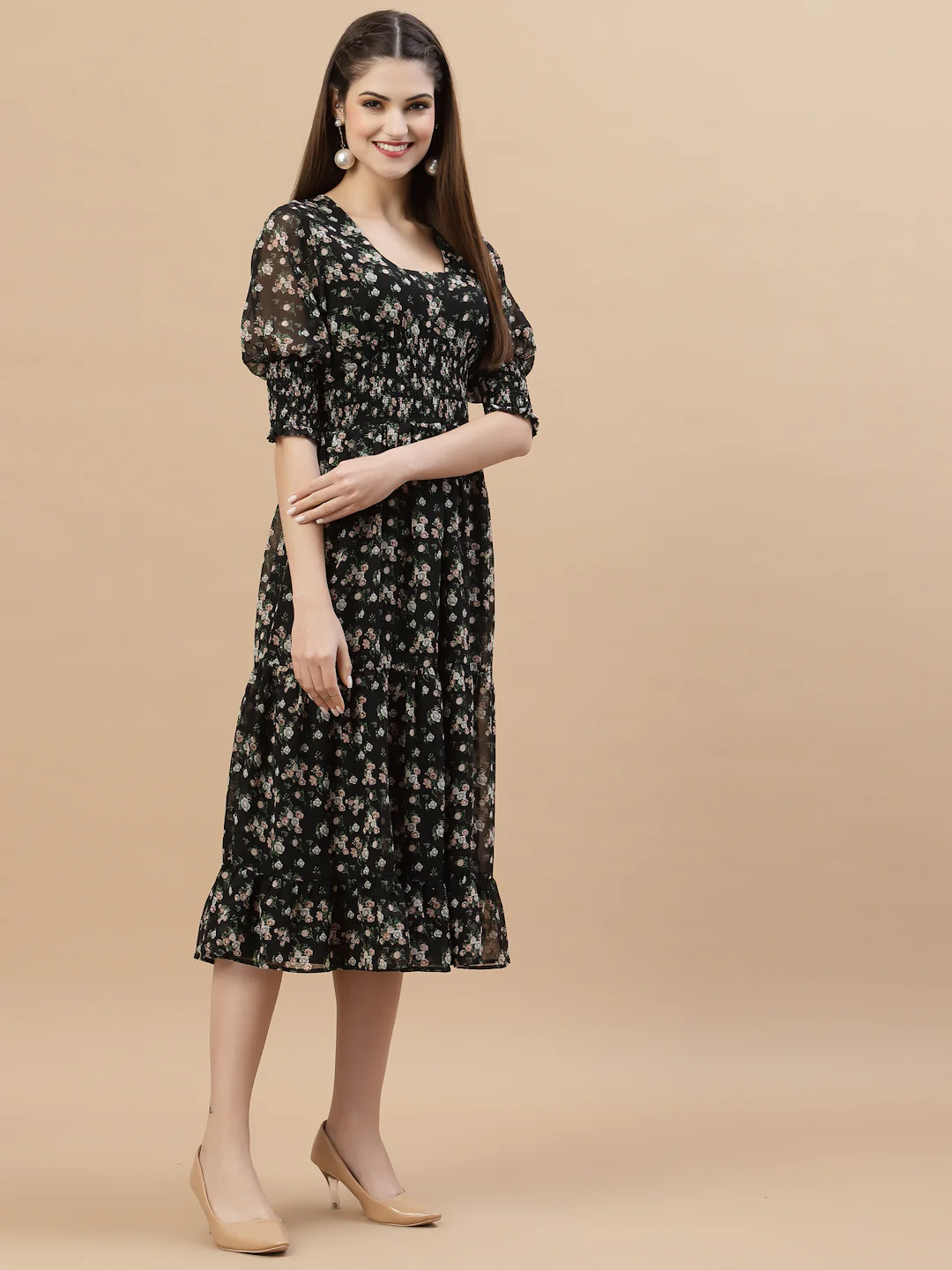 Women V-Neck Ruffle Dress - Image 3