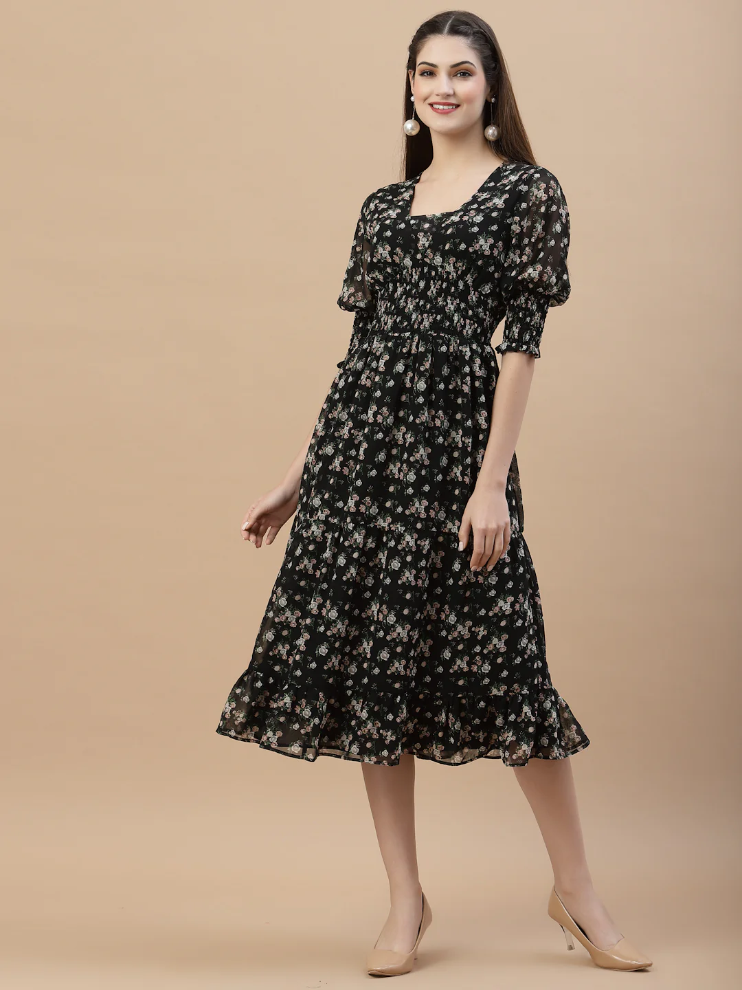 Women V-Neck Ruffle Dress - Image 4